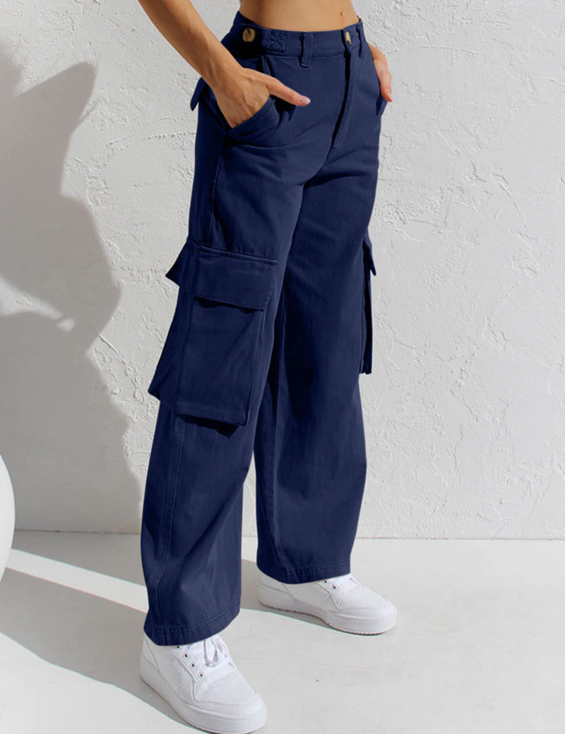 Women's Cargo Pants High Waisted Wide Leg Jeans Streetwear with Pockets