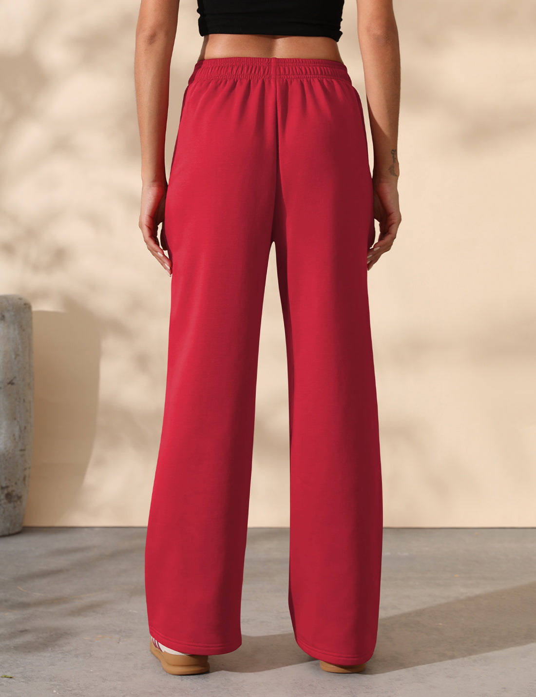 Women's Fleece Lined Wide Leg High Waisted Baggy Sweatpants