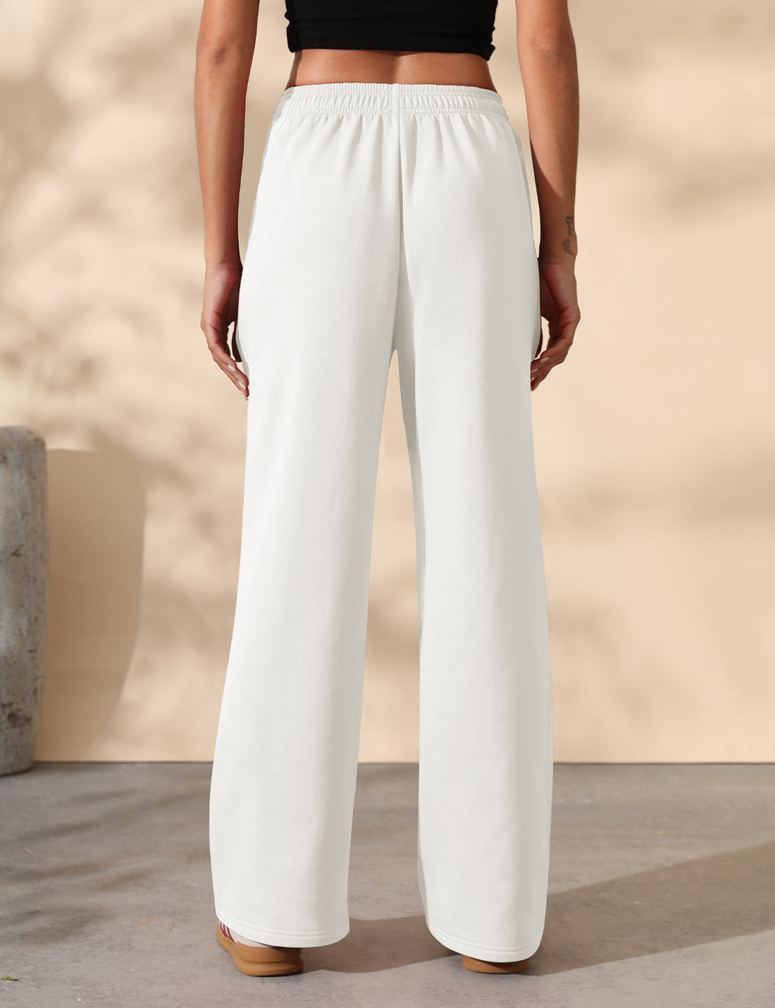 Women's Fleece Lined Wide Leg High Waisted Baggy Sweatpants