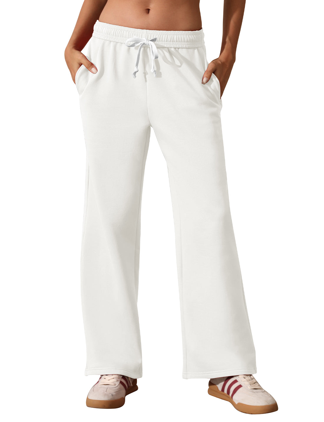 Women's Fleece Lined Wide Leg High Waisted Baggy Sweatpants