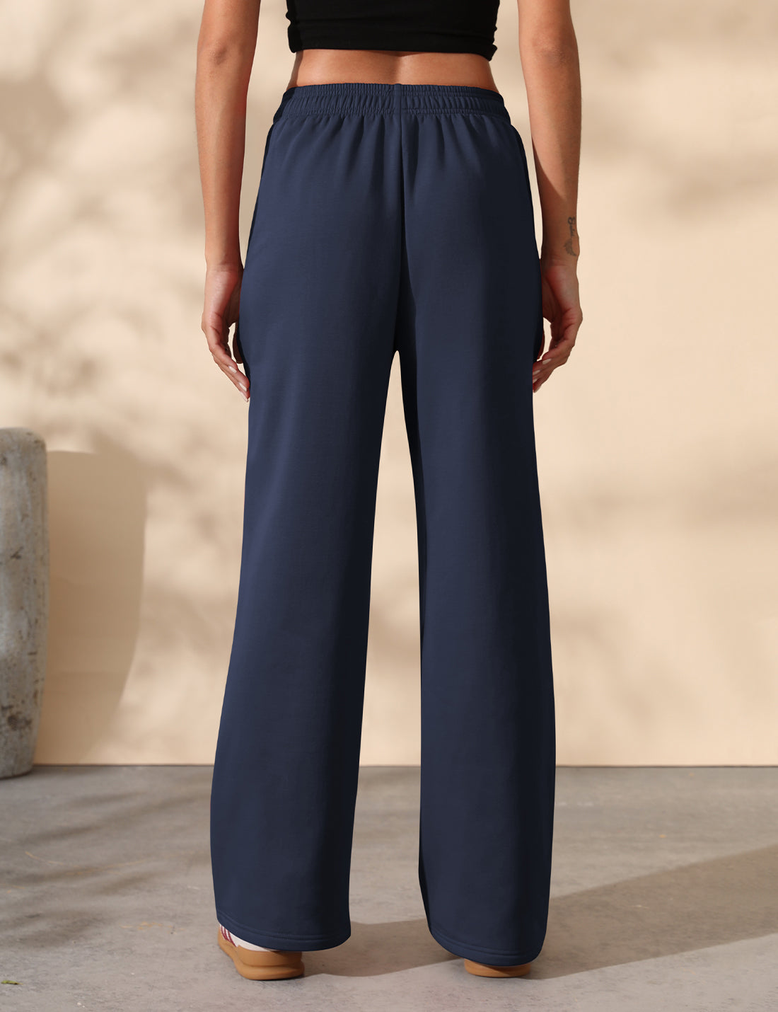 Women's Fleece Lined Wide Leg High Waisted Baggy Sweatpants