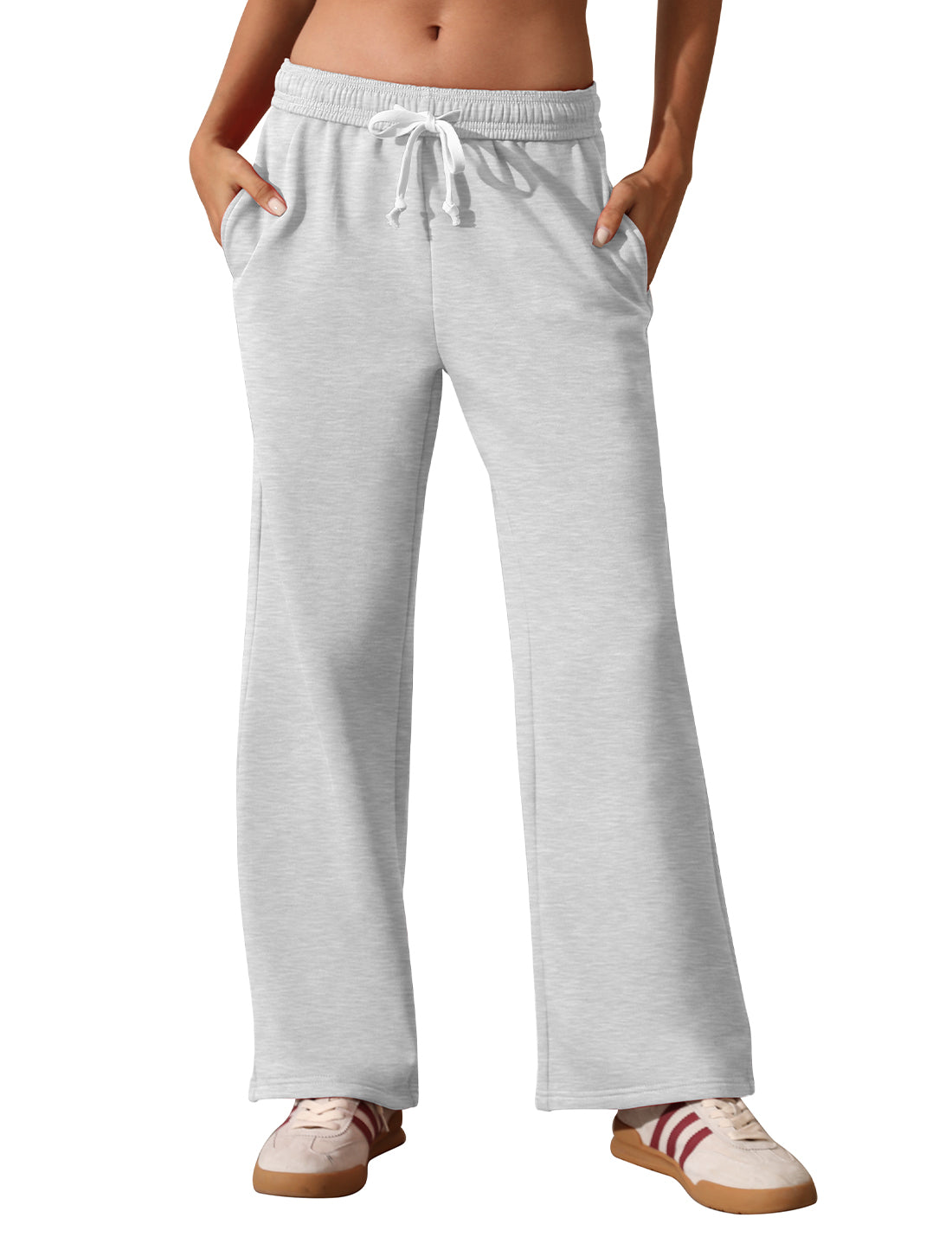 Women's Fleece Lined Wide Leg High Waisted Baggy Sweatpants