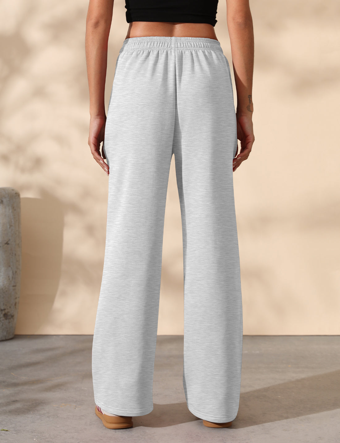 Women's Fleece Lined Wide Leg High Waisted Baggy Sweatpants