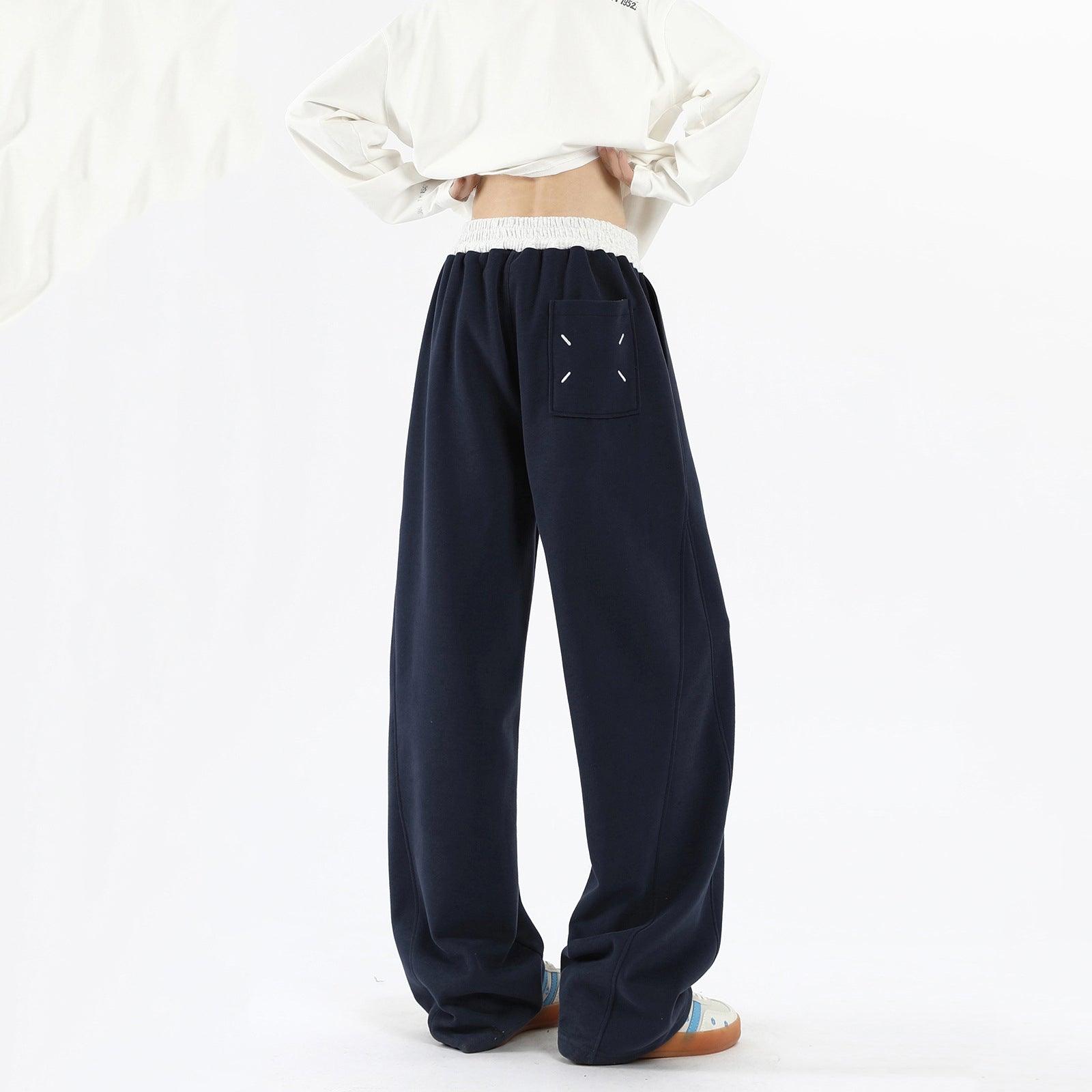 Women's Baggy Pants Wide Leg Drawstring Waist Loose Sweatpants with Pockets