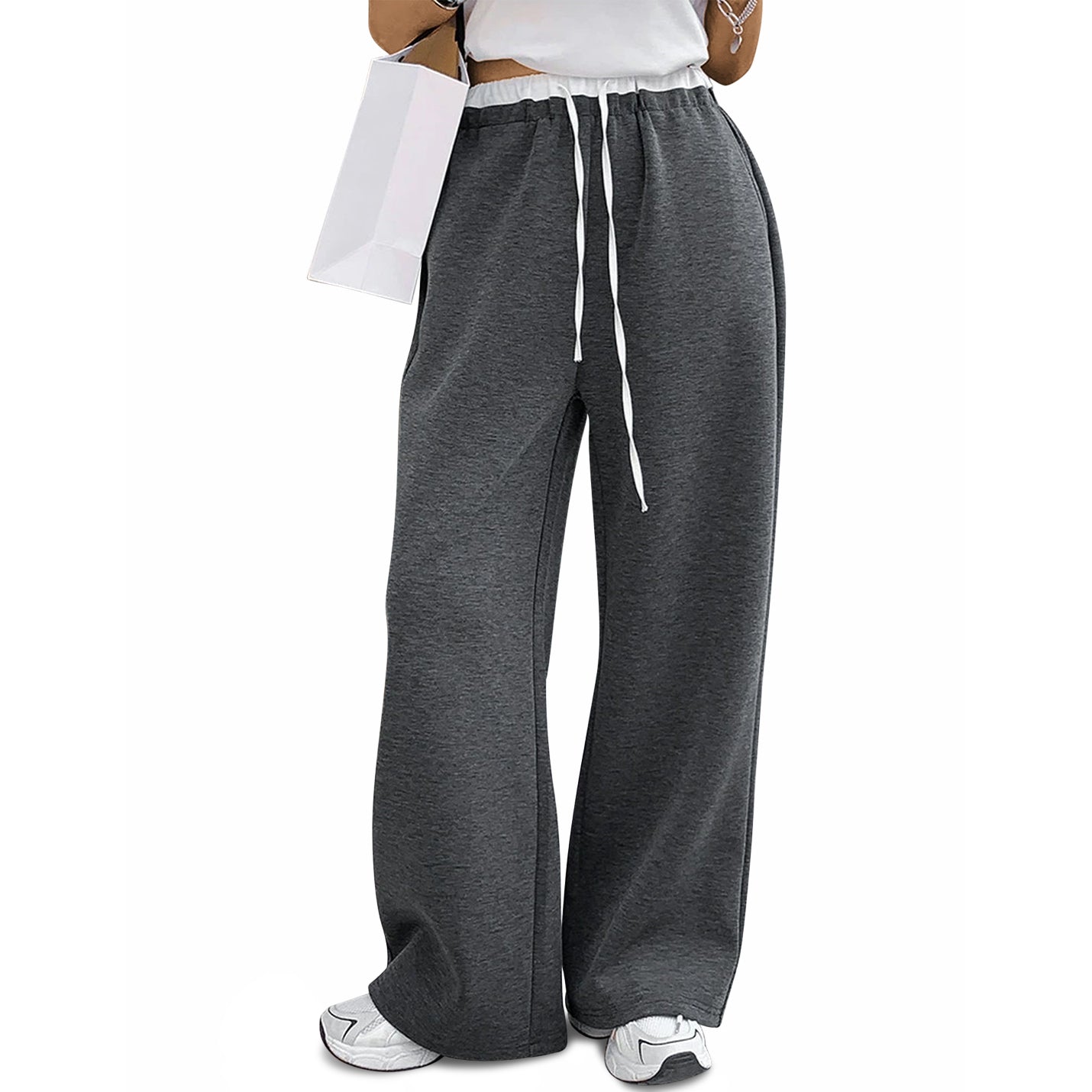 Women's Wide Leg Sweatpants High Waist Baggy Sweat Pants Straight Leg Pants with Pockets