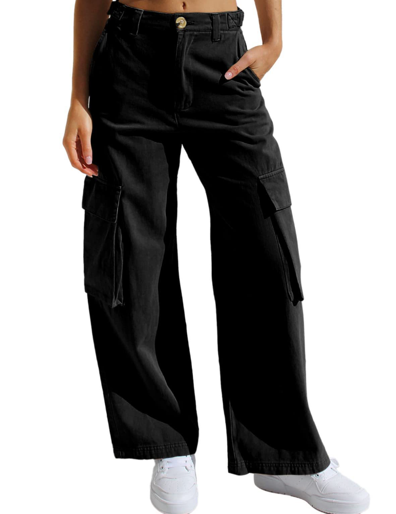 Women's Cargo Pants High Waisted Wide Leg Jeans Streetwear with Pockets