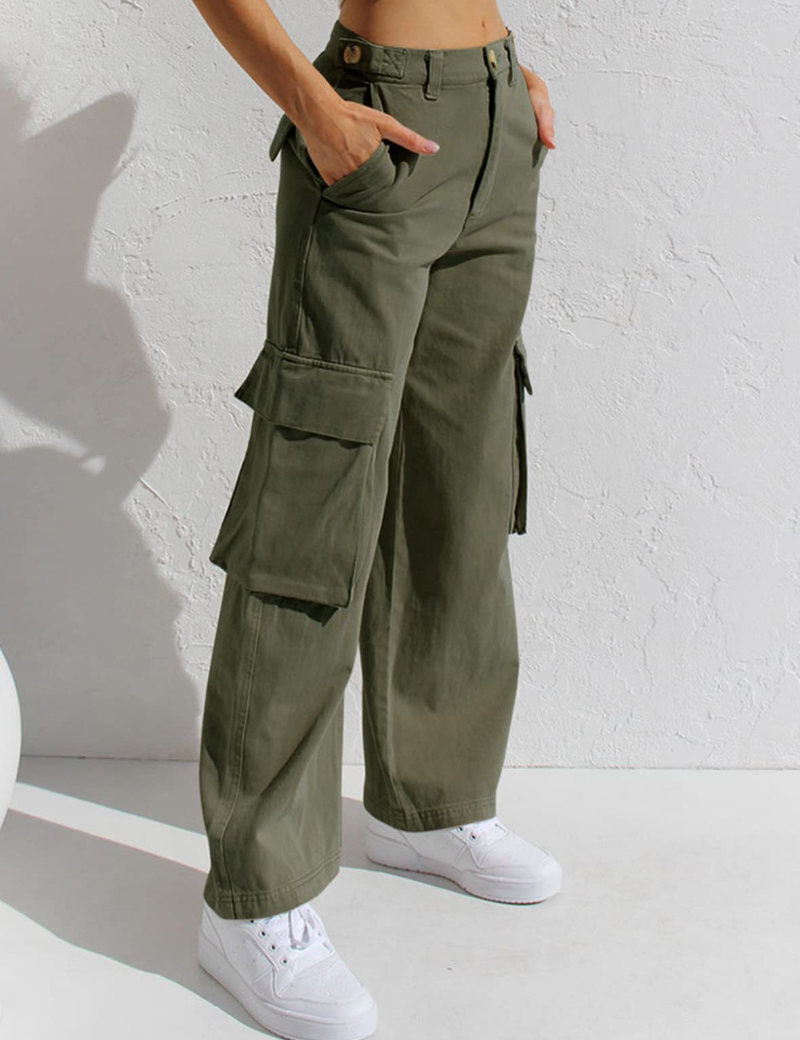 Women's Cargo Pants High Waisted Wide Leg Jeans Streetwear with Pockets