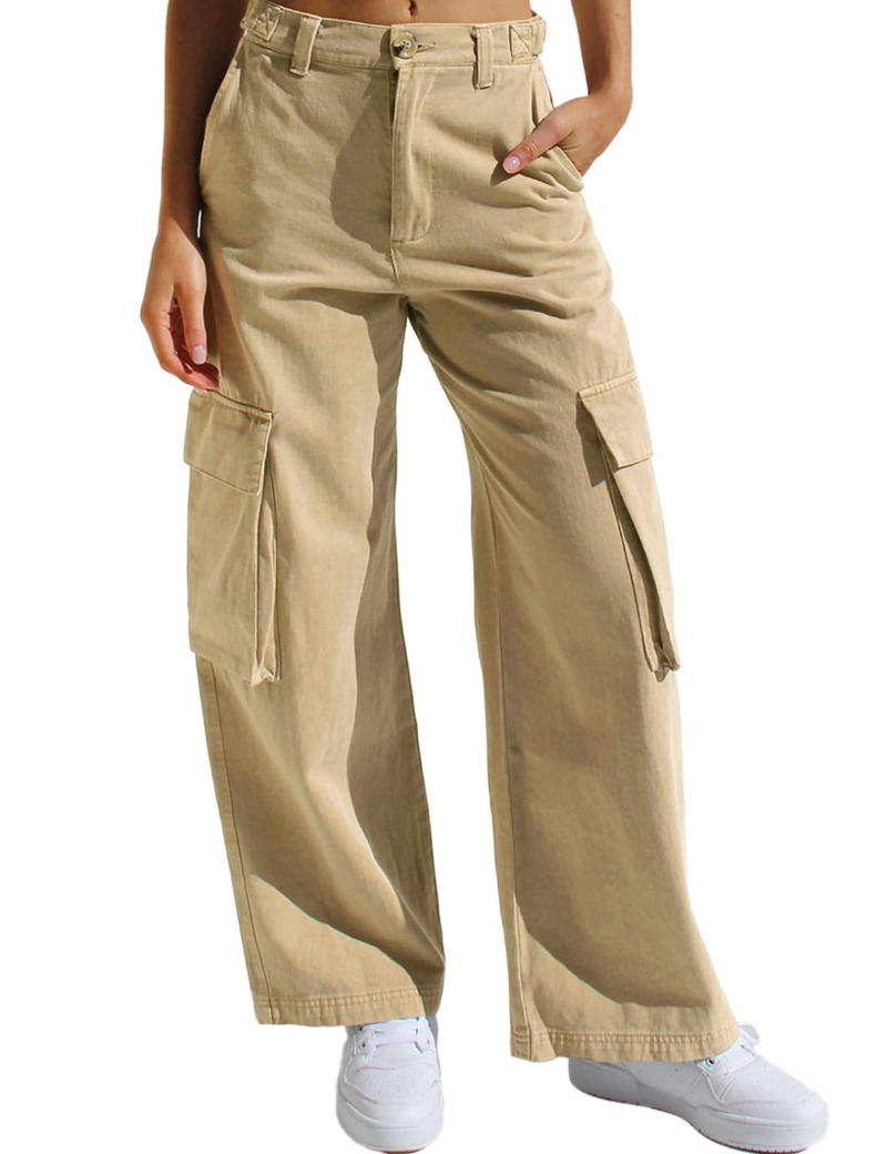 Women's Cargo Pants High Waisted Wide Leg Jeans Streetwear with Pockets