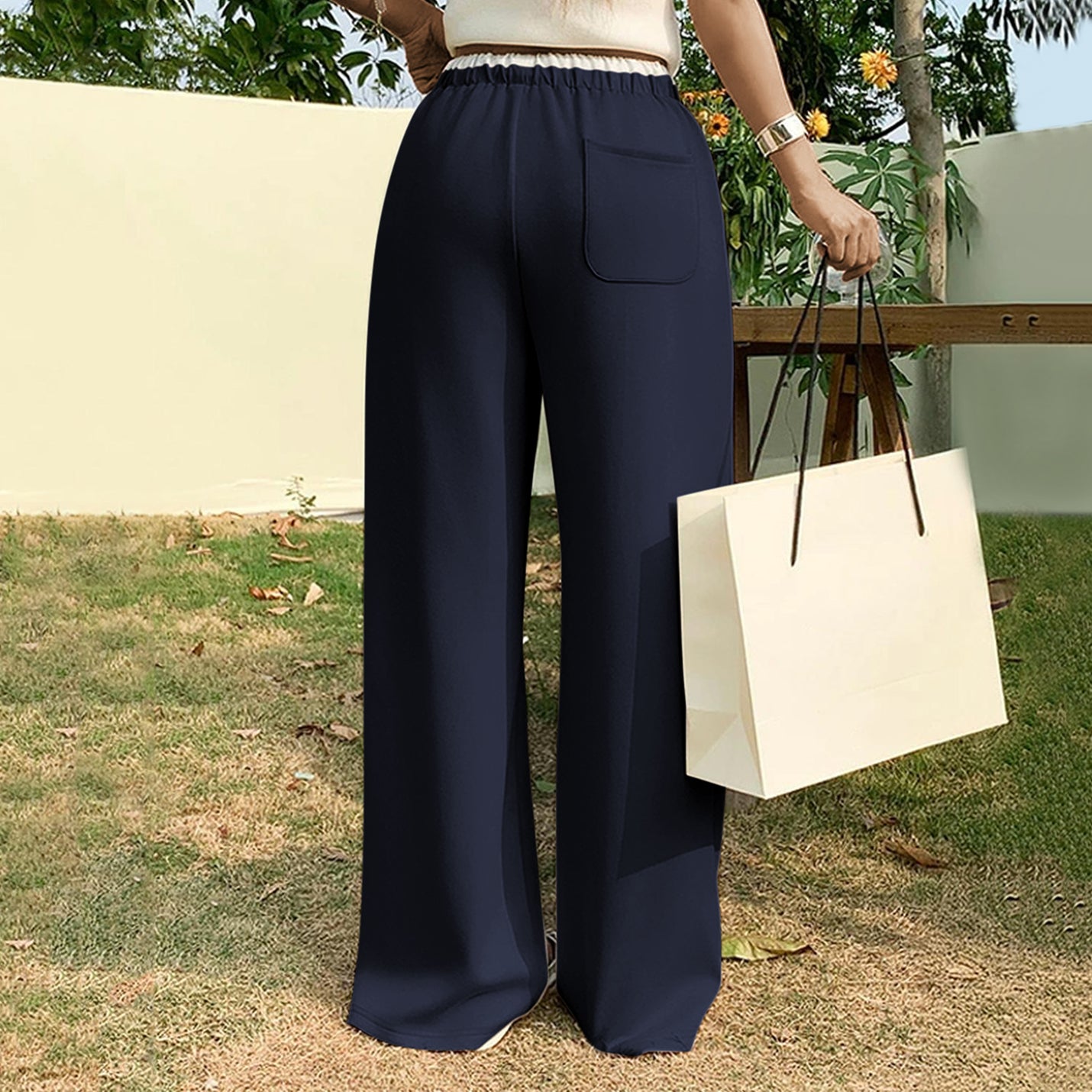Women's Wide Leg Sweatpants High Waist Baggy Sweat Pants Straight Leg Pants with Pockets