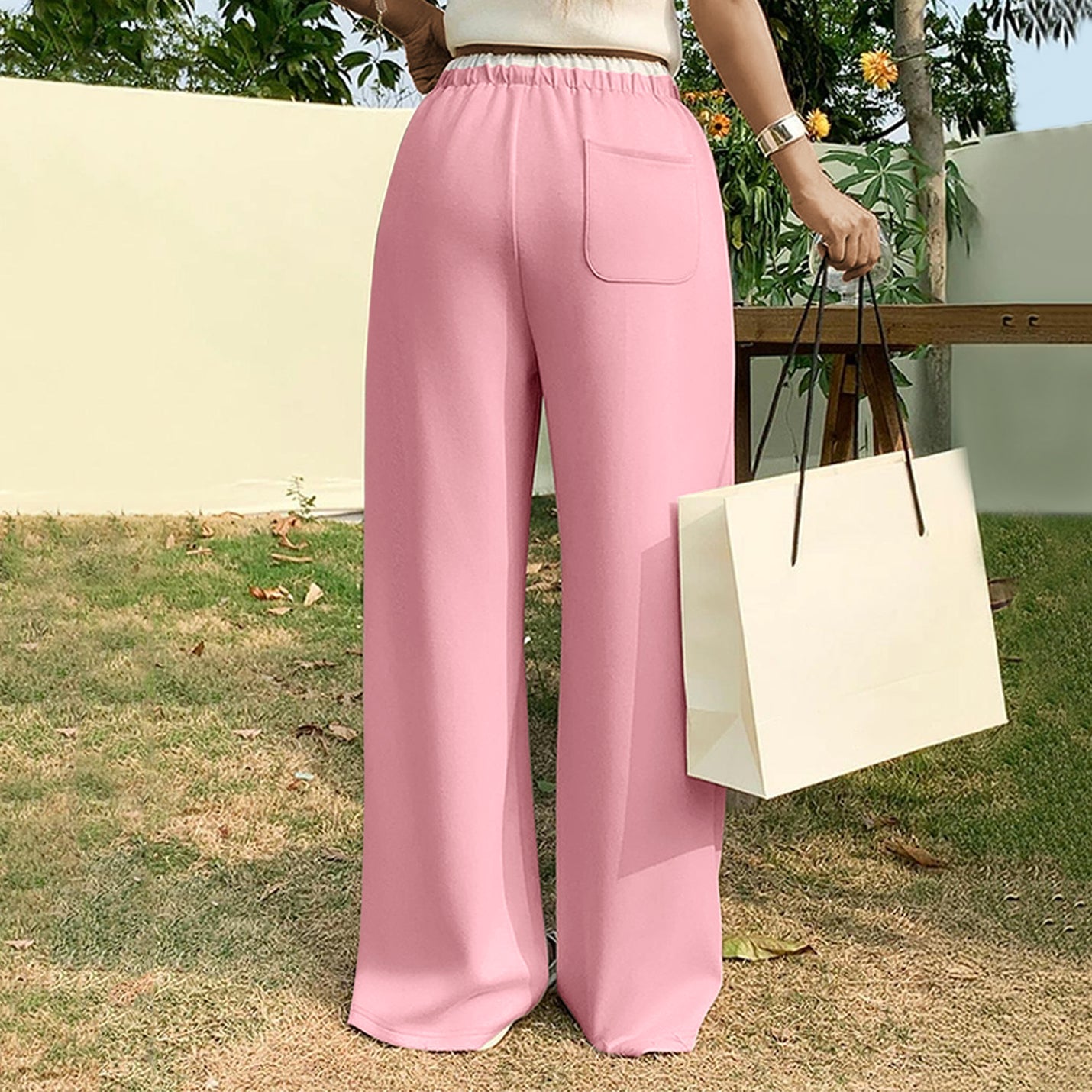 Women's Wide Leg Sweatpants High Waist Baggy Sweat Pants Straight Leg Pants with Pockets