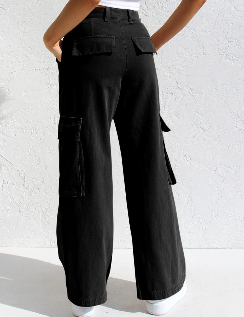 Women's Cargo Pants High Waisted Wide Leg Jeans Streetwear with Pockets