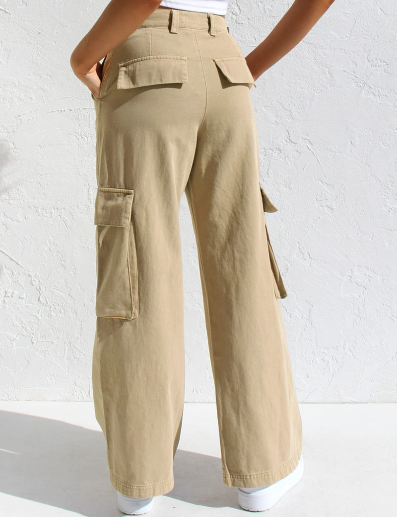 Women's Cargo Pants High Waisted Wide Leg Jeans Streetwear with Pockets