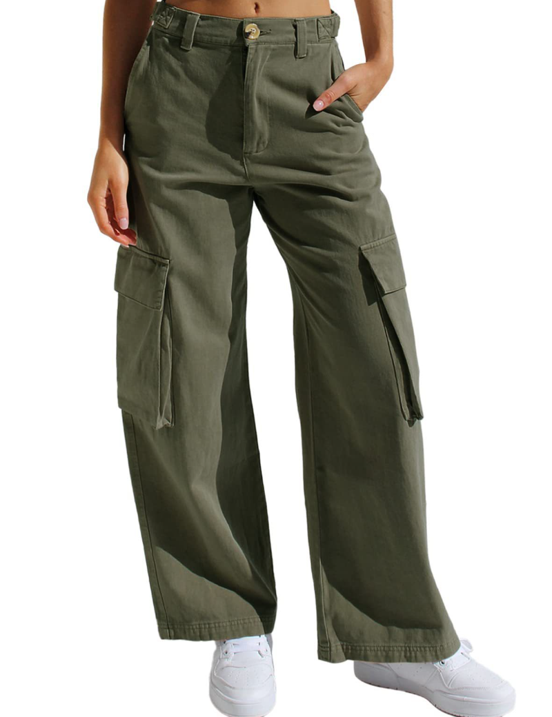 Women's Cargo Pants High Waisted Wide Leg Jeans Streetwear with Pockets