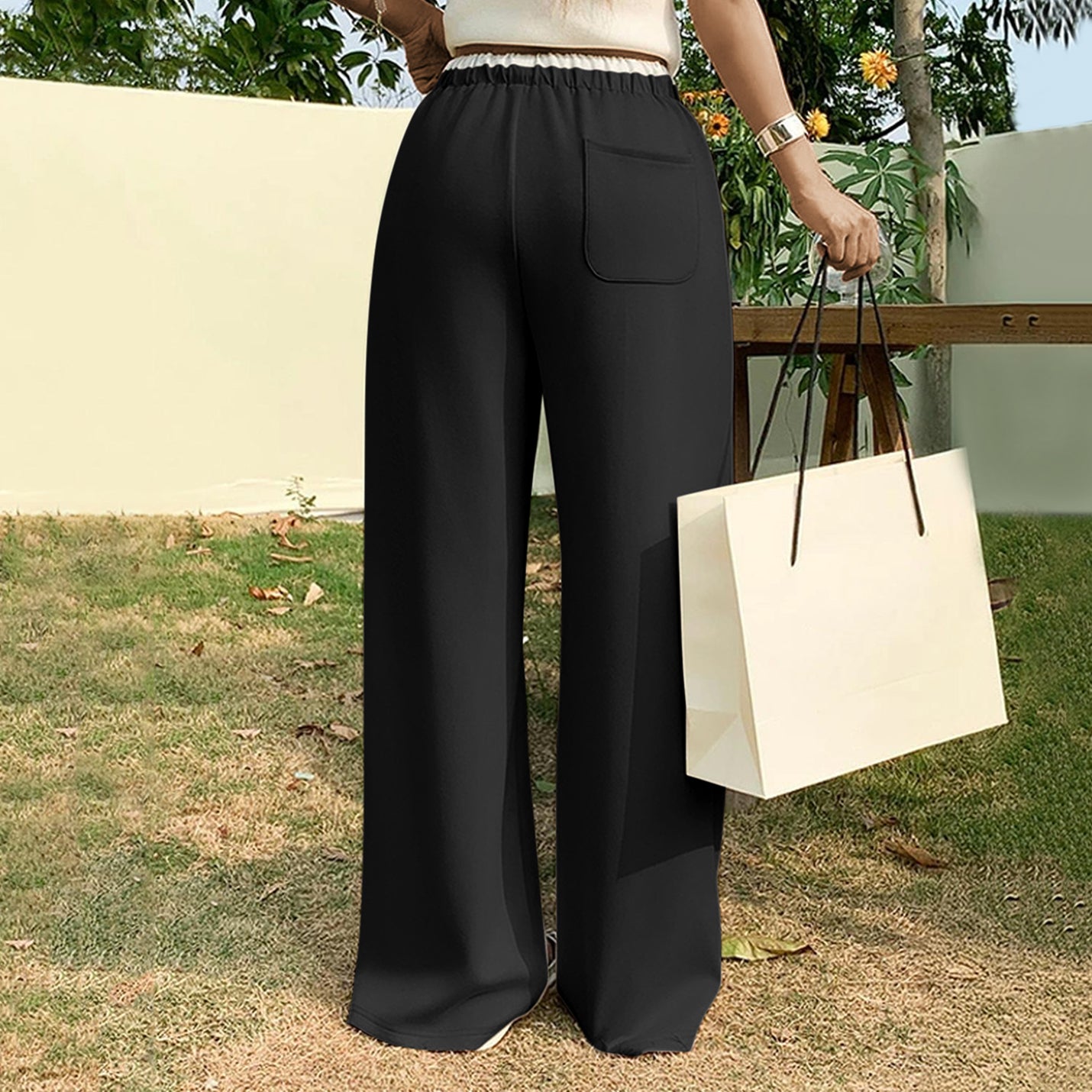 Women's Wide Leg Sweatpants High Waist Baggy Sweat Pants Straight Leg Pants with Pockets