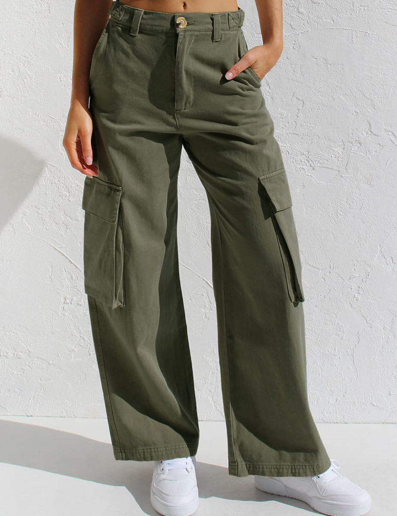 Women's Cargo Pants High Waisted Wide Leg Jeans Streetwear with Pockets