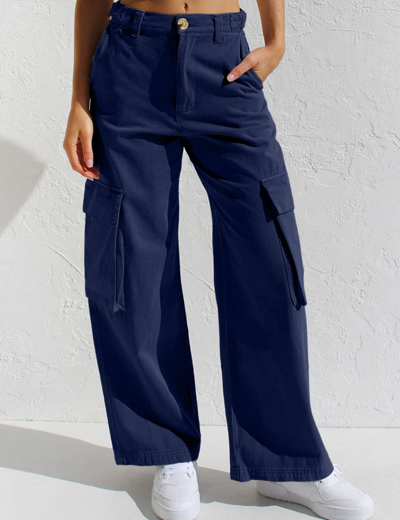Women's Cargo Pants High Waisted Wide Leg Jeans Streetwear with Pockets