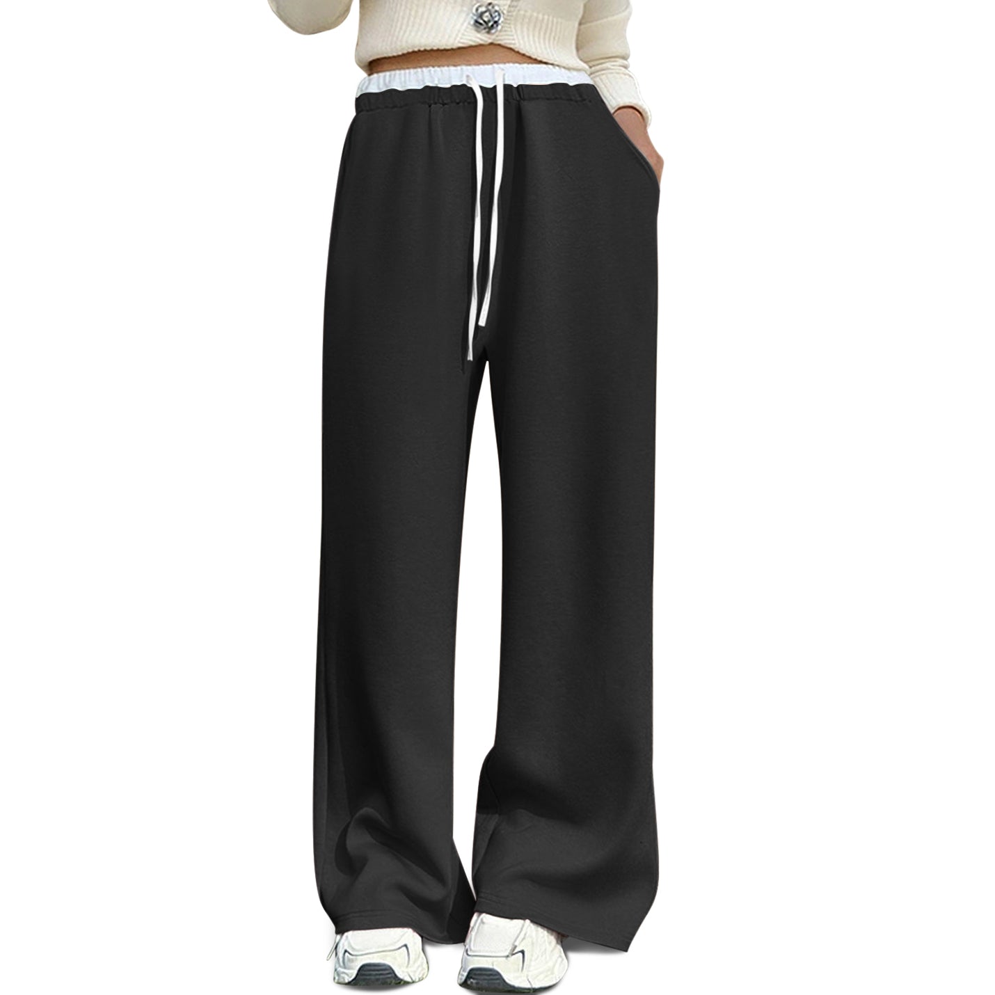 Women's Wide Leg Sweatpants High Waist Baggy Sweat Pants Straight Leg Pants with Pockets