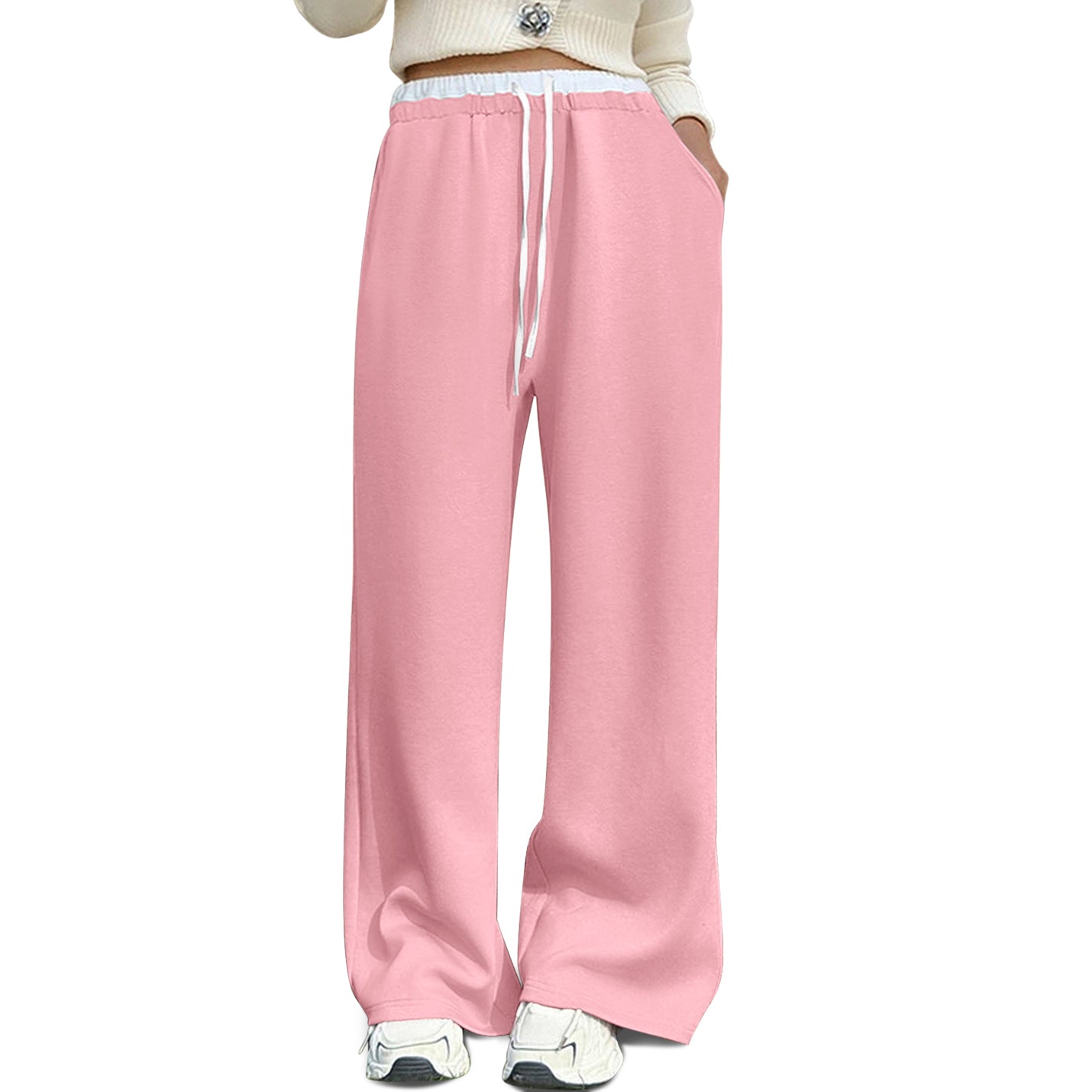 Women's Wide Leg Sweatpants High Waist Baggy Sweat Pants Straight Leg Pants with Pockets