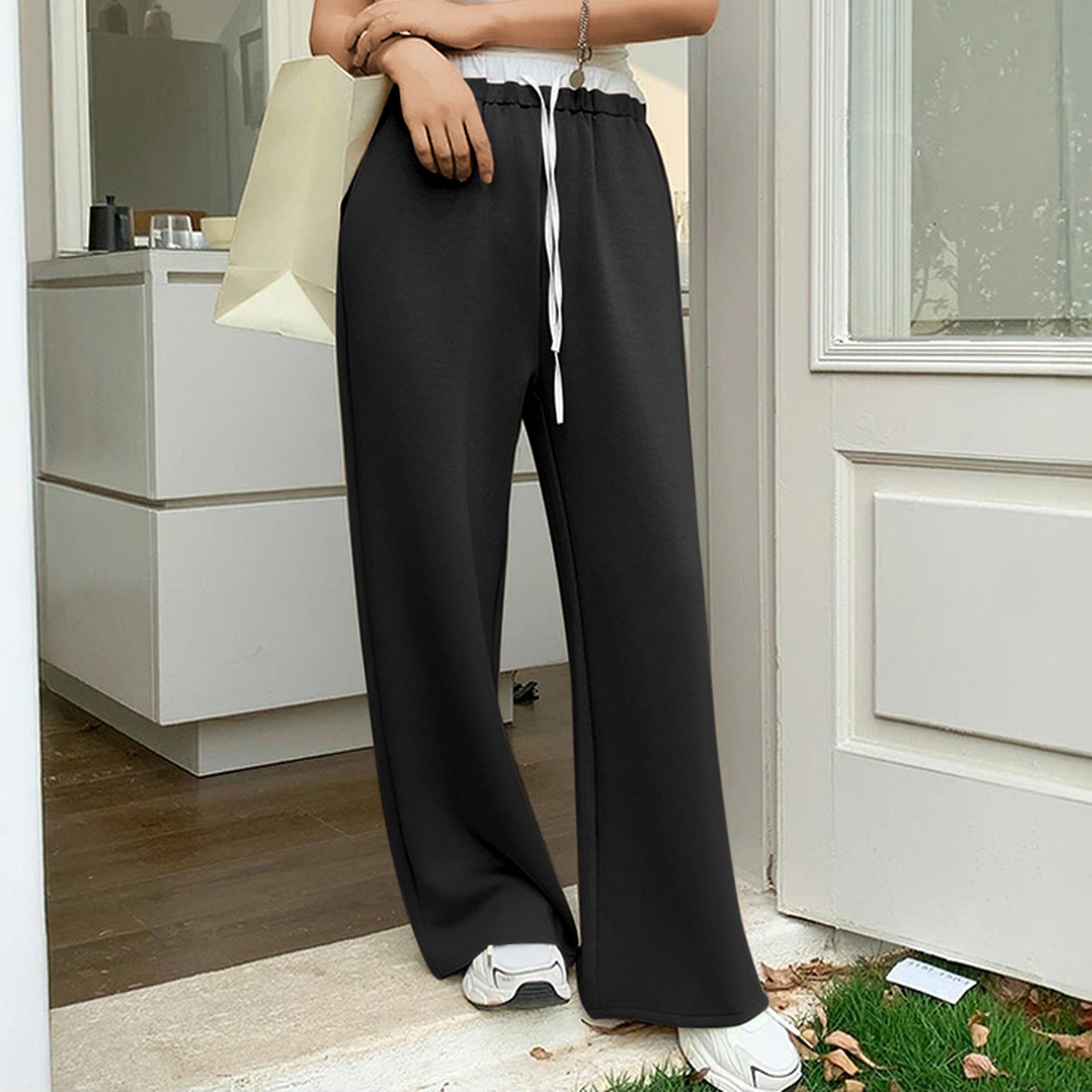 Women's Wide Leg Sweatpants High Waist Baggy Sweat Pants Straight Leg Pants with Pockets