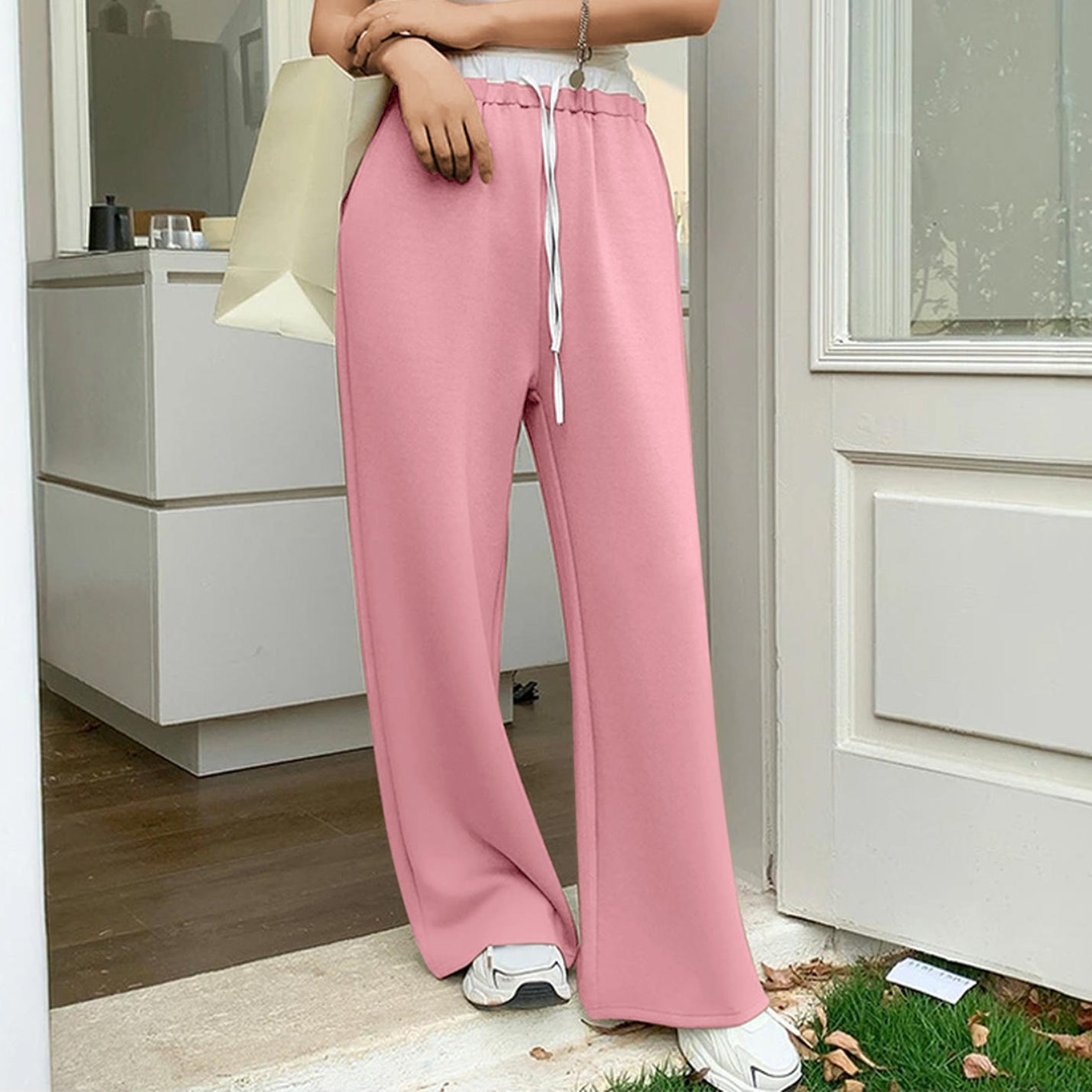 Women's Wide Leg Sweatpants High Waist Baggy Sweat Pants Straight Leg Pants with Pockets