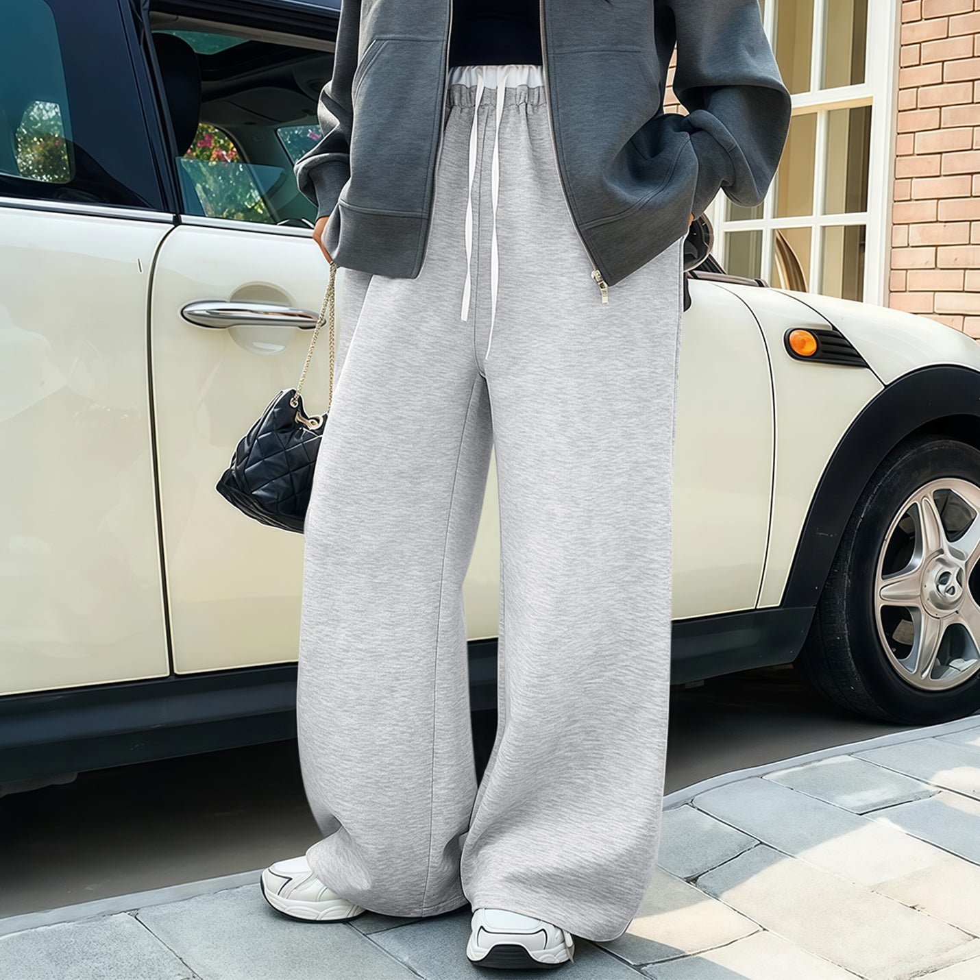 Women's Wide Leg Sweatpants High Waist Baggy Sweat Pants Straight Leg Pants with Pockets