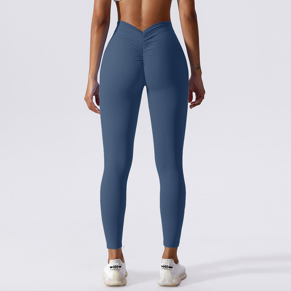 New Yoga Pants Women Back V Waist Hip Lifting Peach Pants High Waisted Sports Pants Gym Workout Pants