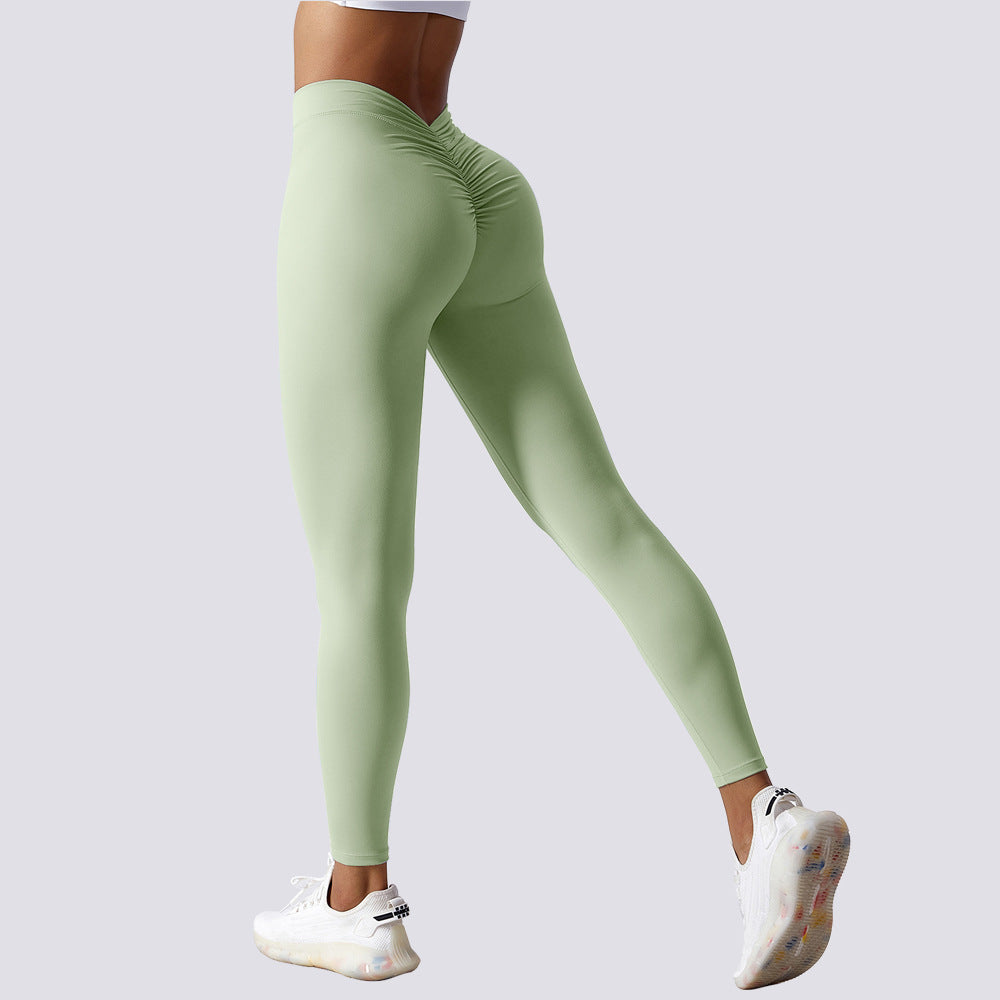 New Yoga Pants Women Back V Waist Hip Lifting Peach Pants High Waisted Sports Pants Gym Workout Pants