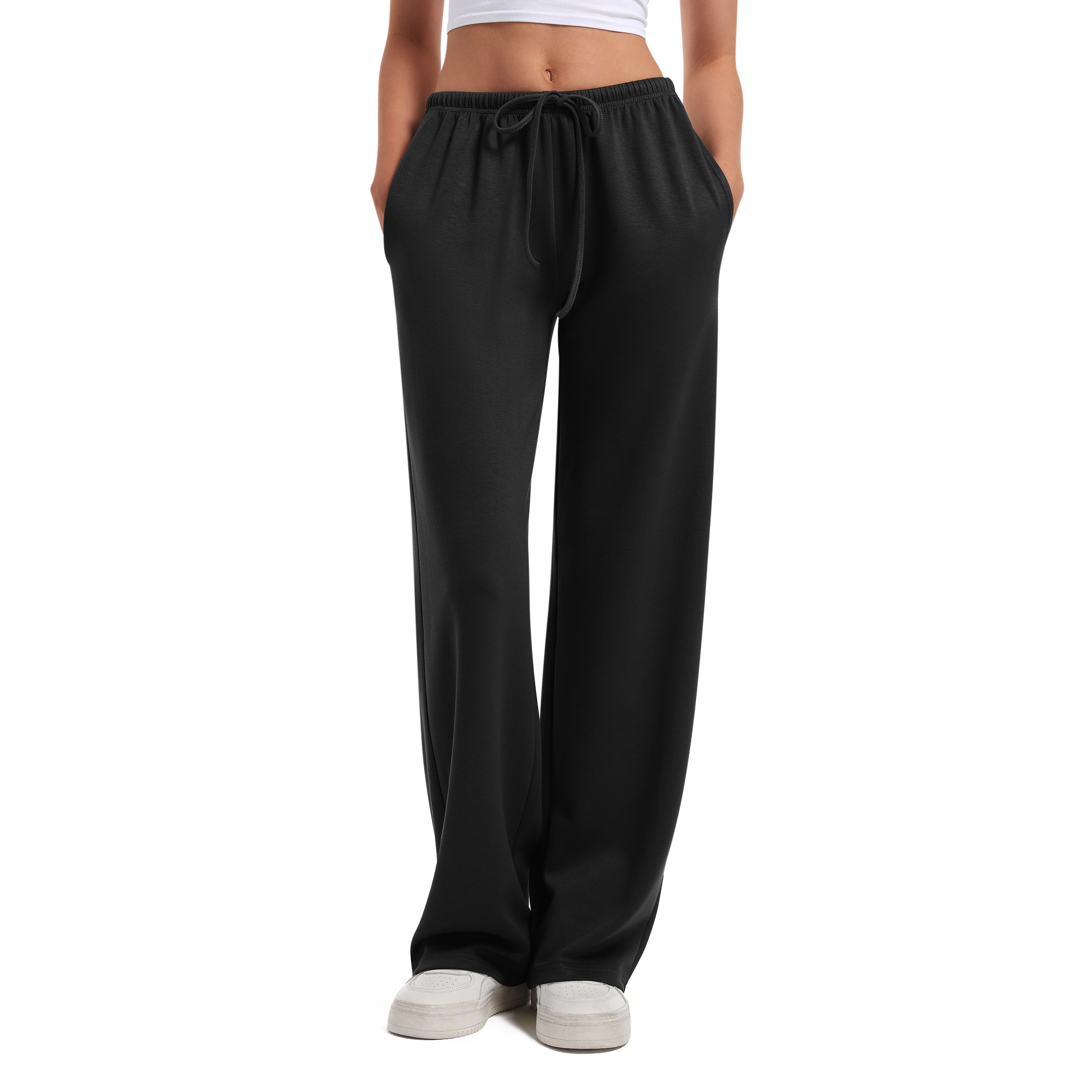 Women's Drawstring Elastic Low Waist Pants with Pockets