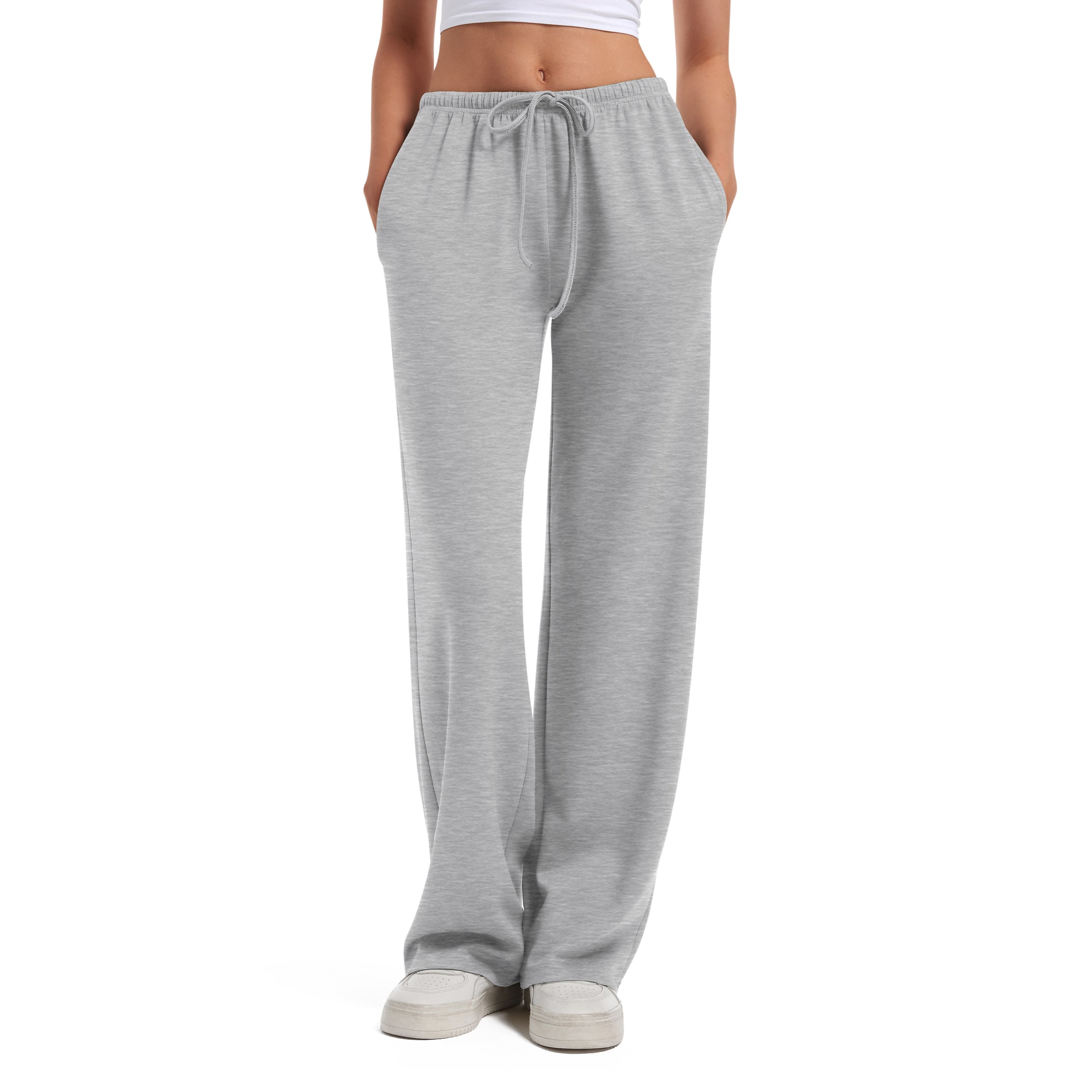 Women's Drawstring Elastic Low Waist Pants with Pockets