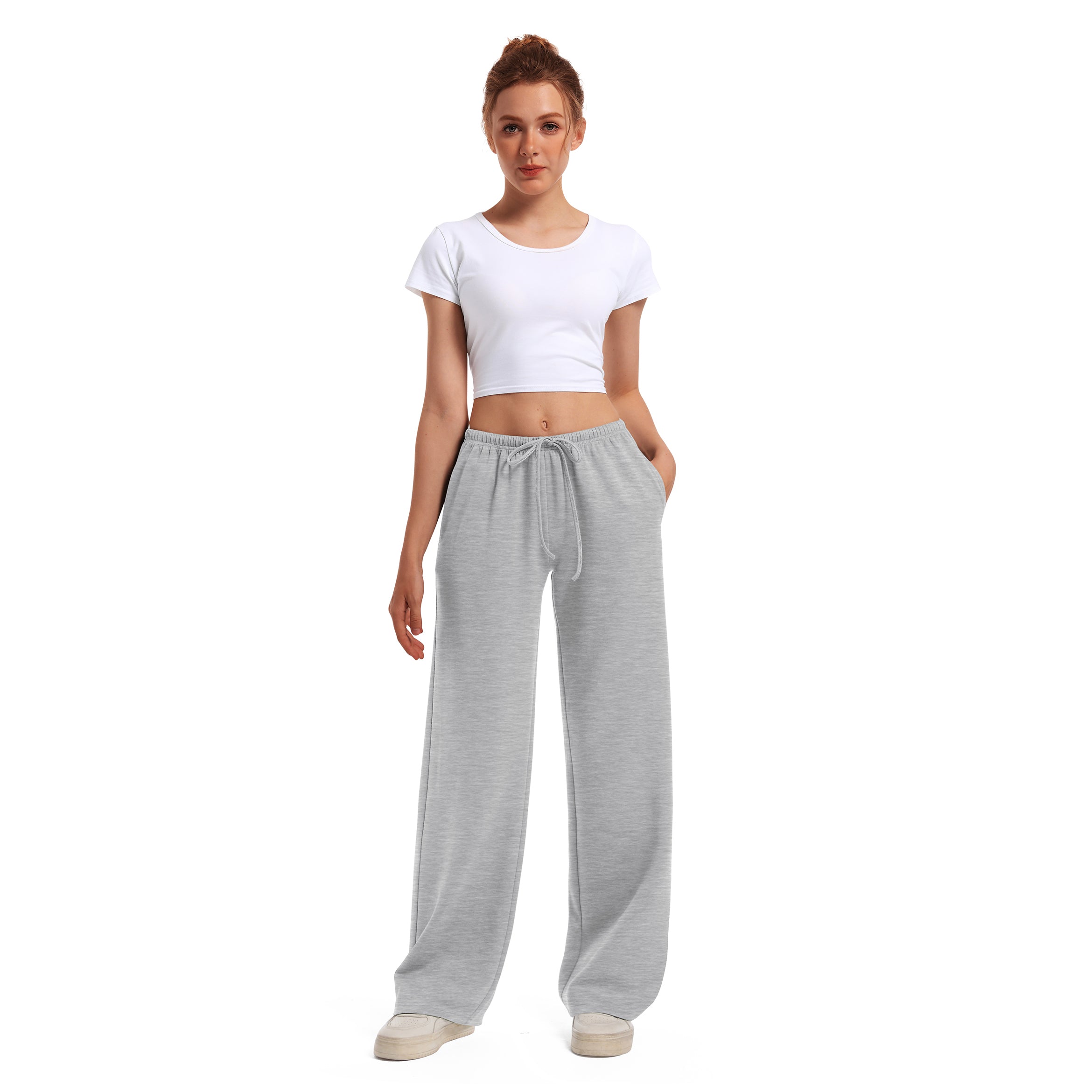 Women's Drawstring Elastic Low Waist Pants with Pockets