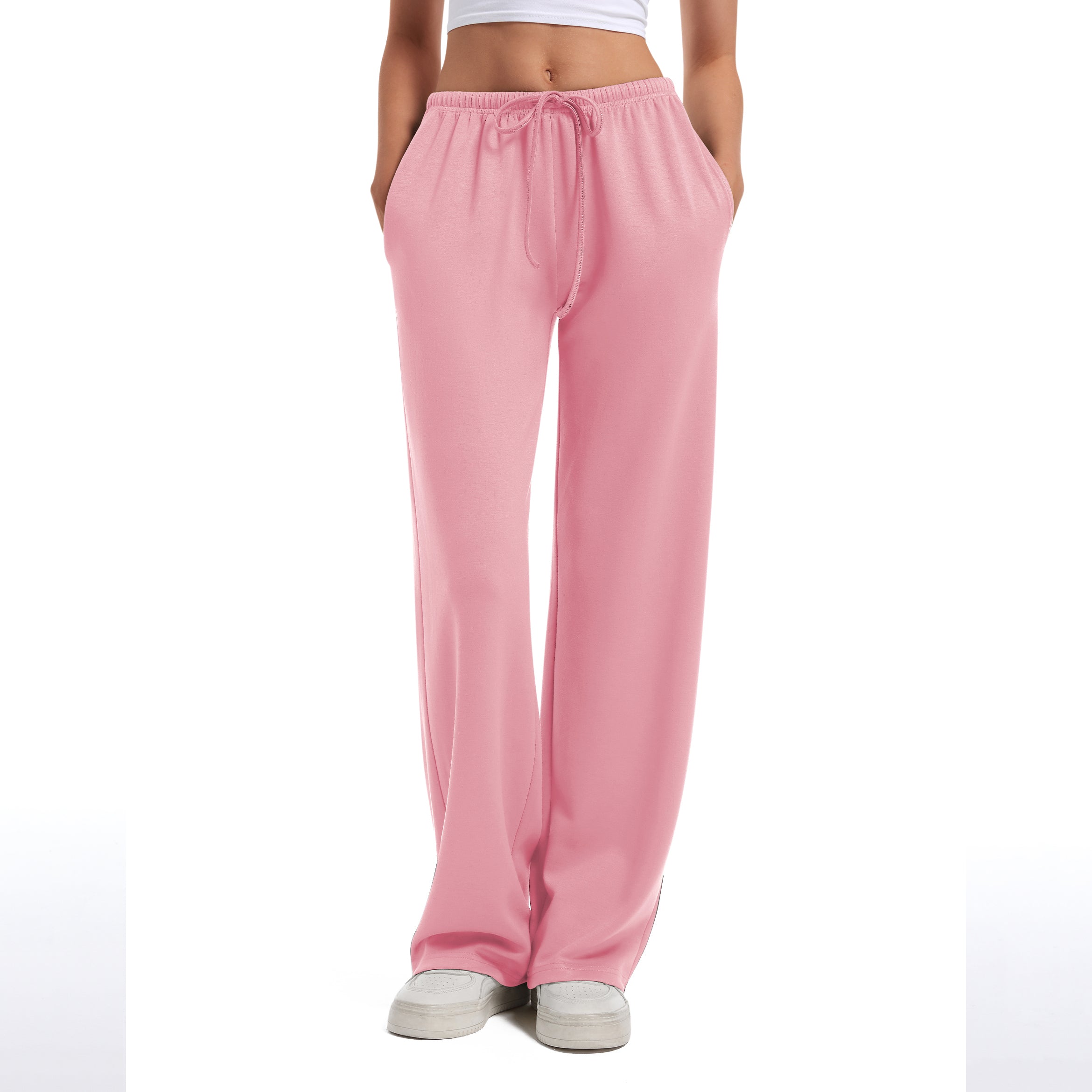 Women's Drawstring Elastic Low Waist Pants with Pockets