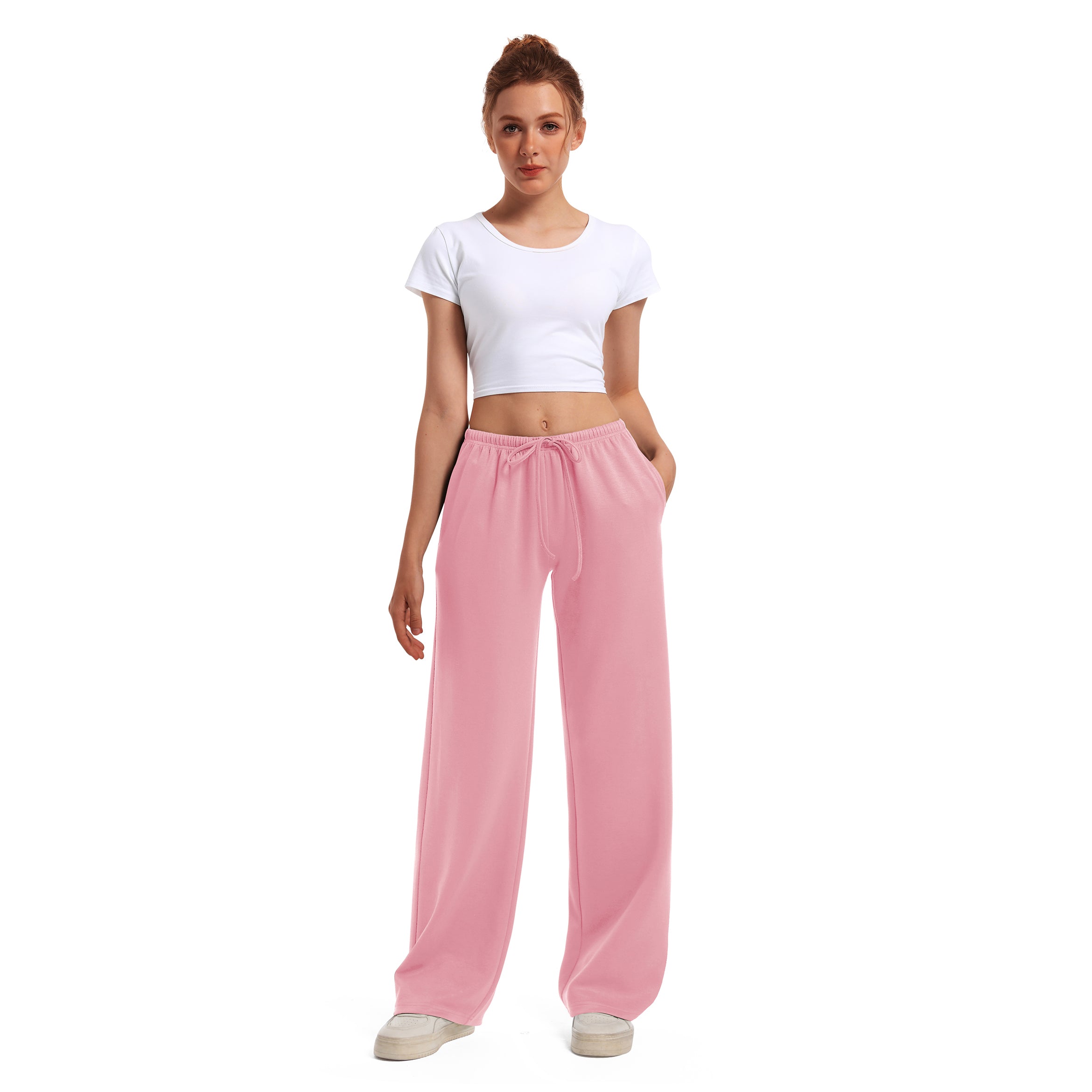 Women's Drawstring Elastic Low Waist Pants with Pockets