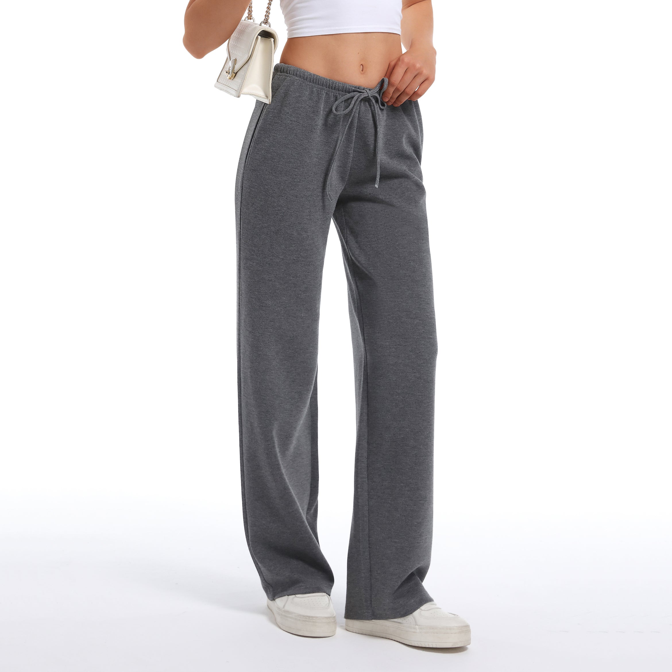Women's Drawstring Elastic Low Waist Pants with Pockets