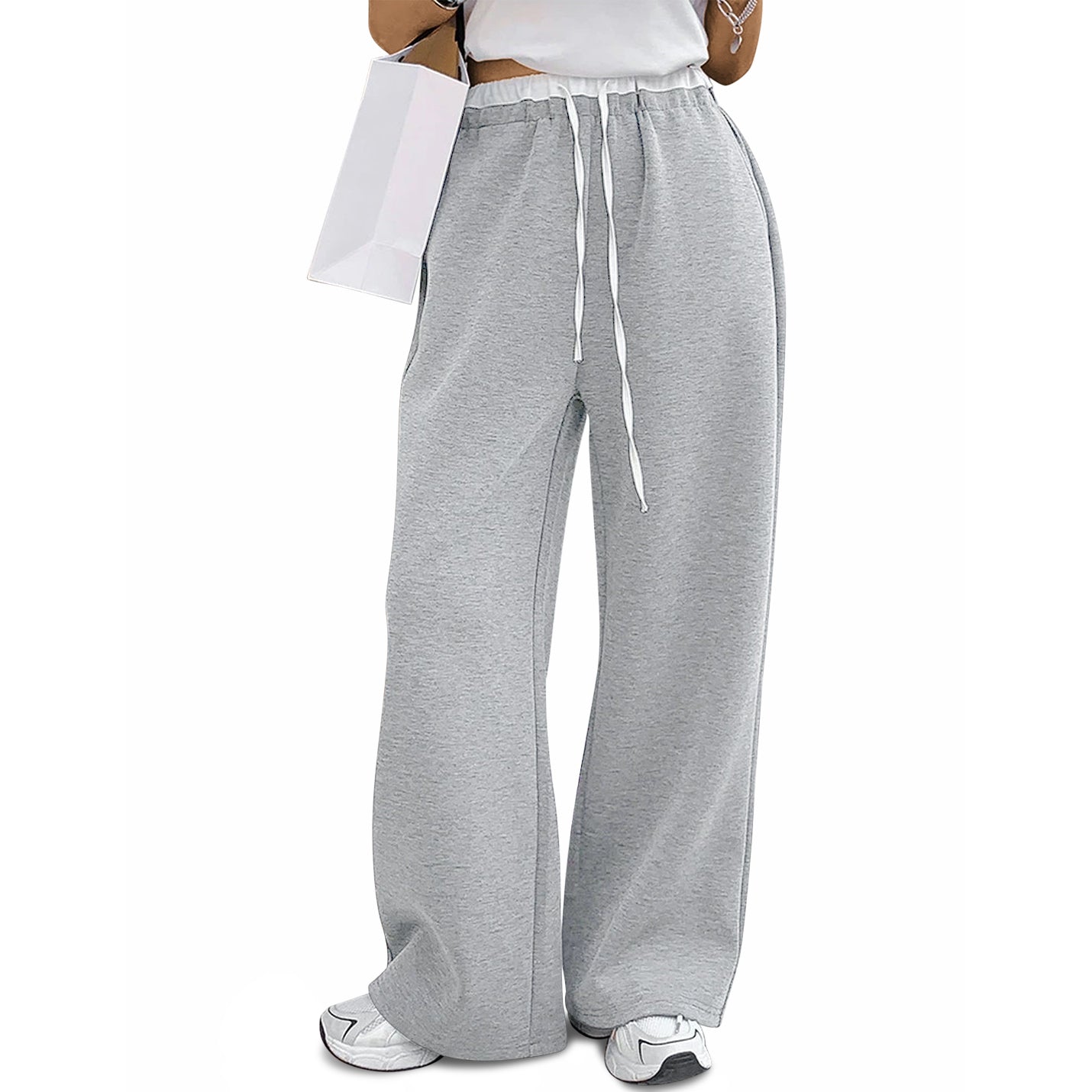 Women's Wide Leg Sweatpants High Waist Baggy Sweat Pants Straight Leg Pants with Pockets