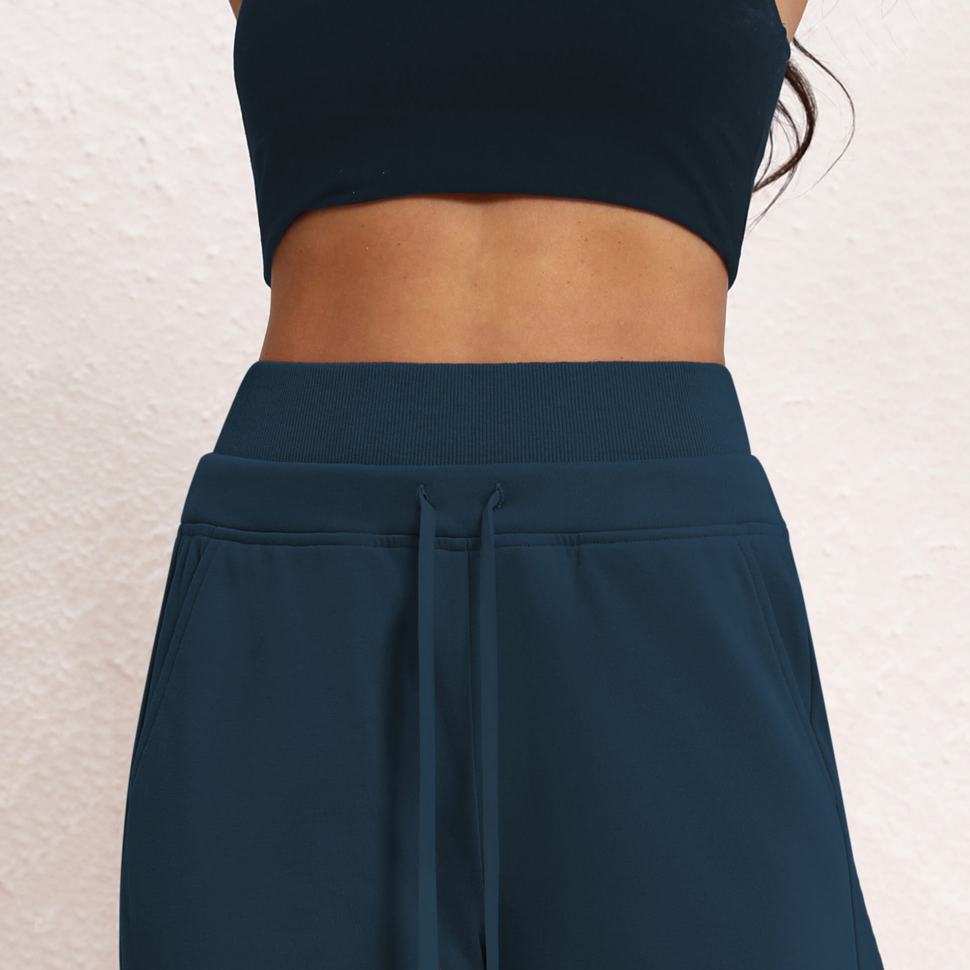 Women's Wide Leg Sweatpants Double Waisted Baggy Sweat Pants with Pockets