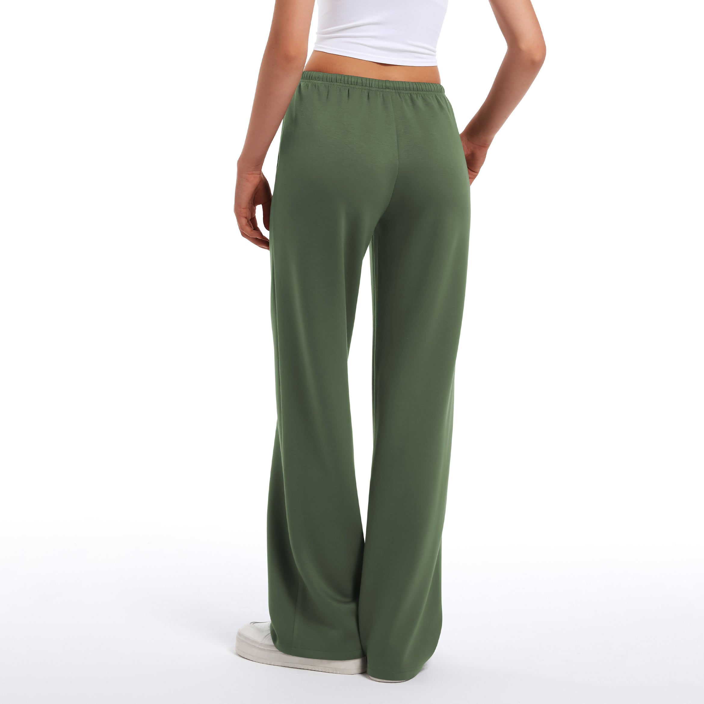 Women's Drawstring Elastic Low Waist Pants with Pockets