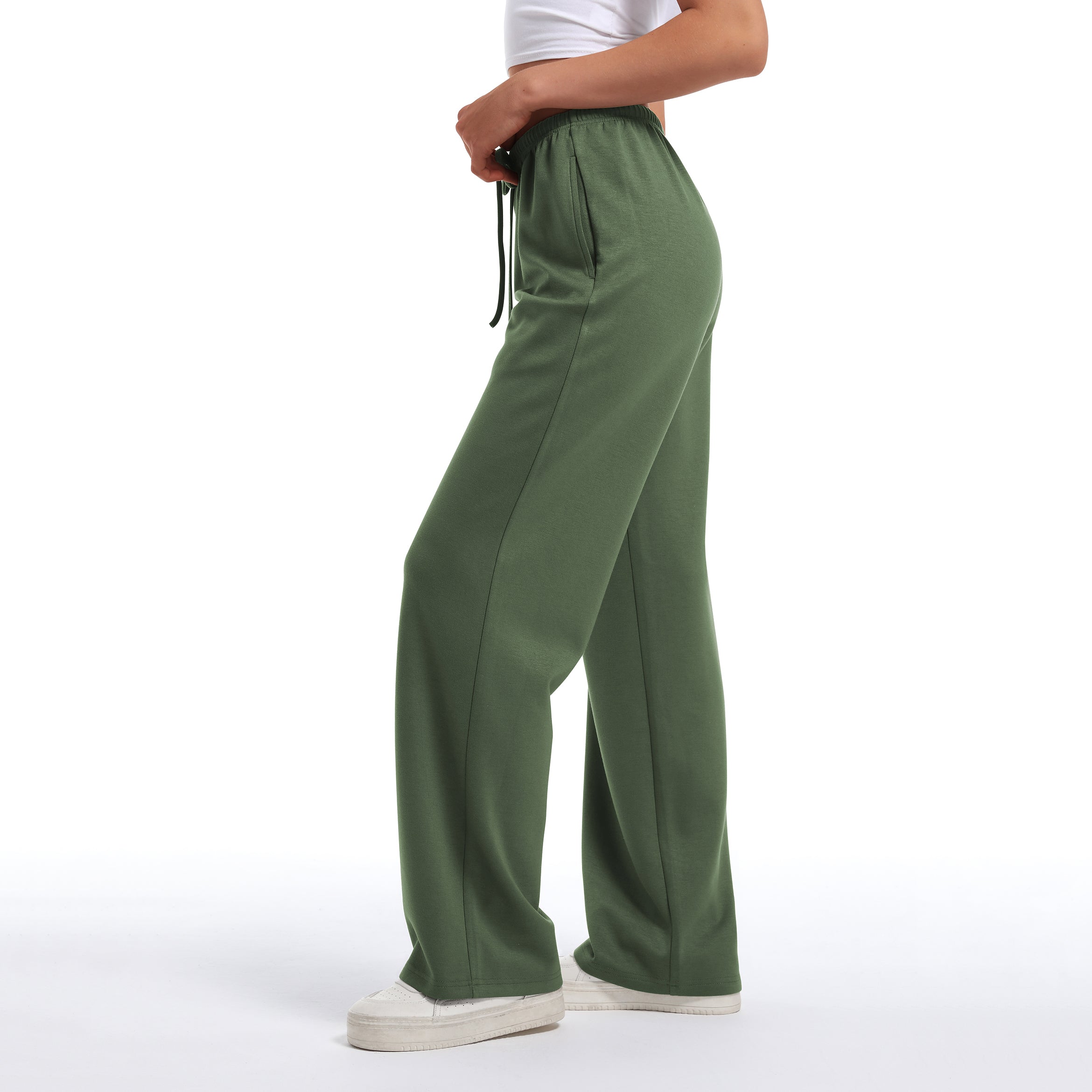 Women's Drawstring Elastic Low Waist Pants with Pockets