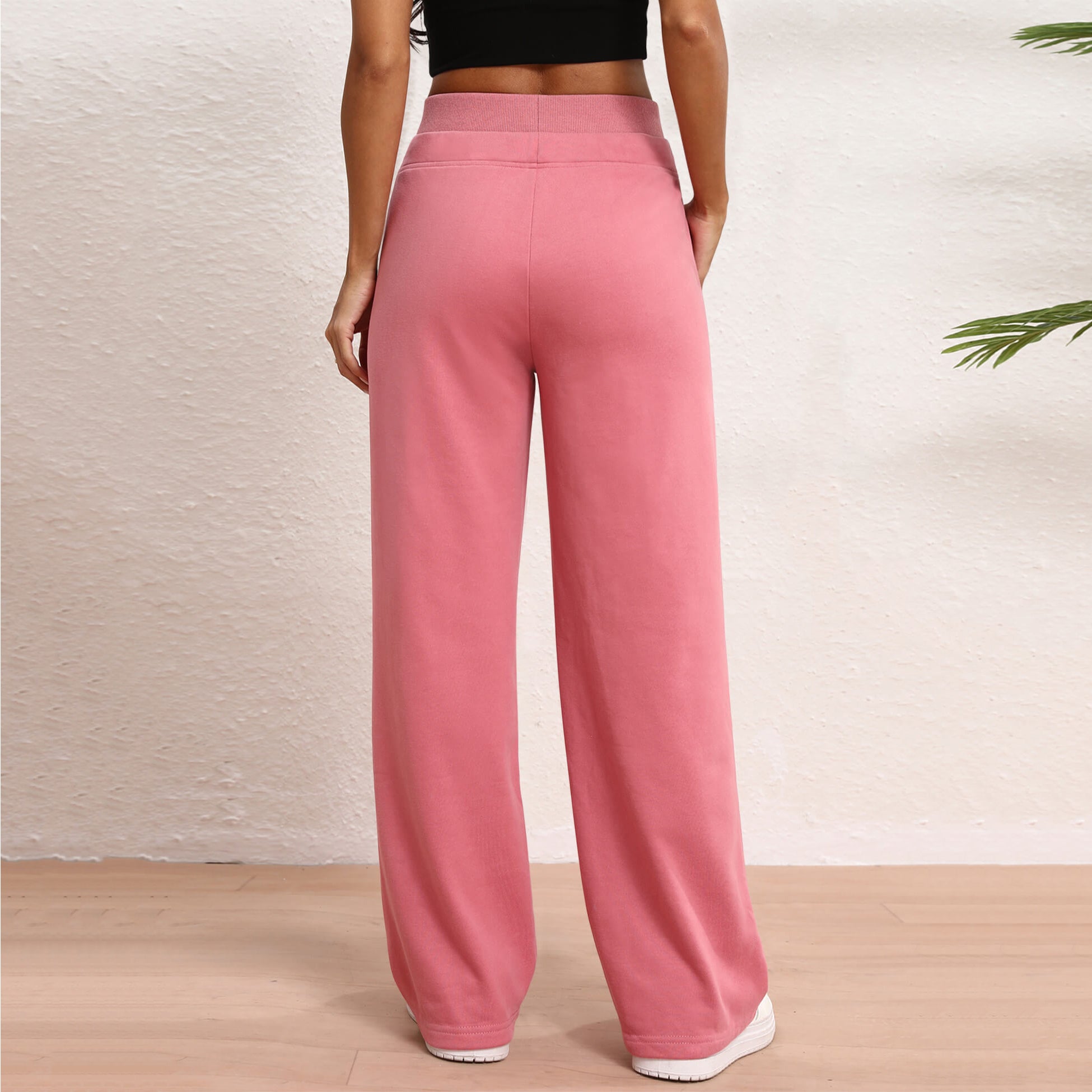 Women's Wide Leg Sweatpants Double Waisted Baggy Sweat Pants with Pockets