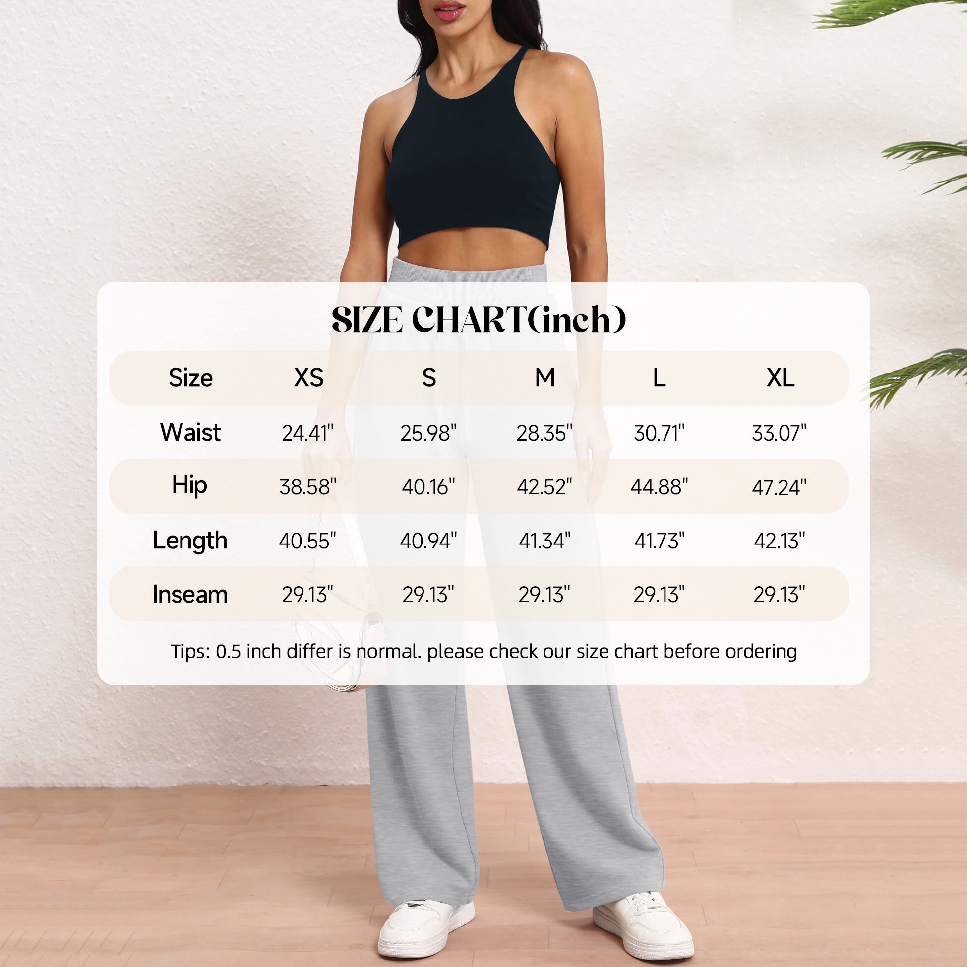 Women's Wide Leg Sweatpants Double Waisted Baggy Sweat Pants with Pockets
