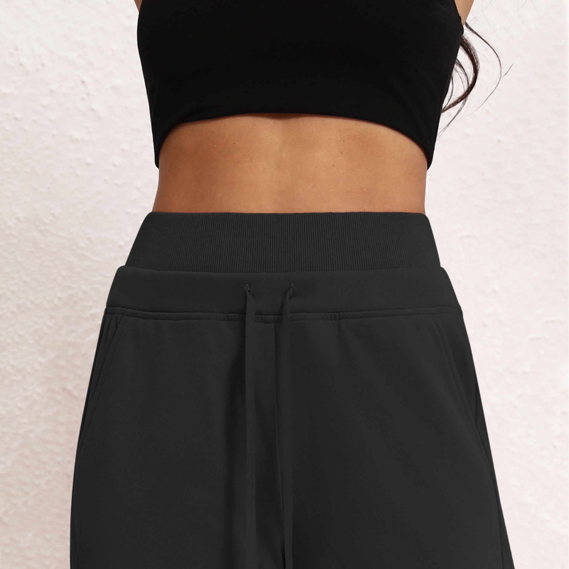 Women's Wide Leg Sweatpants Double Waisted Baggy Sweat Pants with Pockets