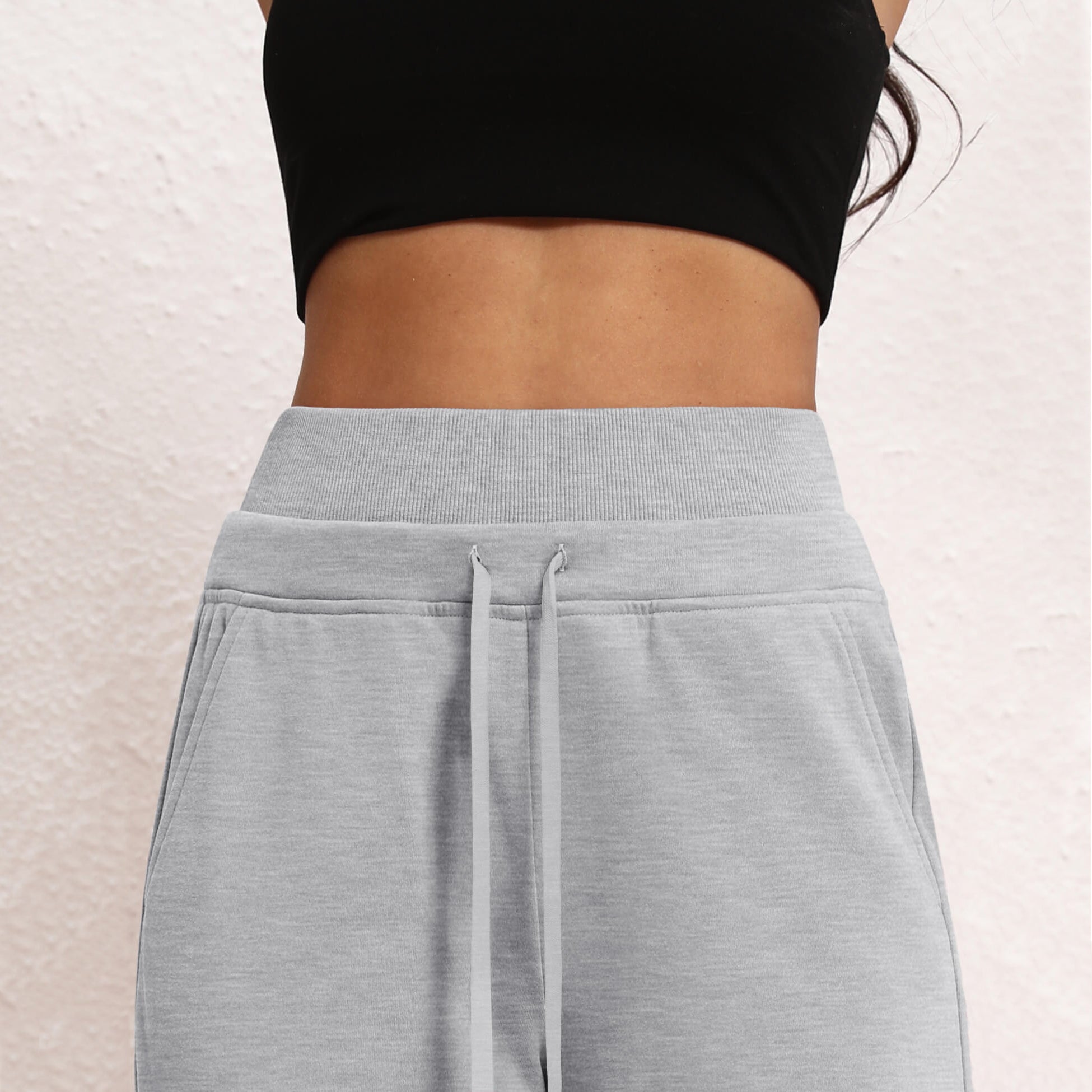 Women's Wide Leg Sweatpants Double Waisted Baggy Sweat Pants with Pockets