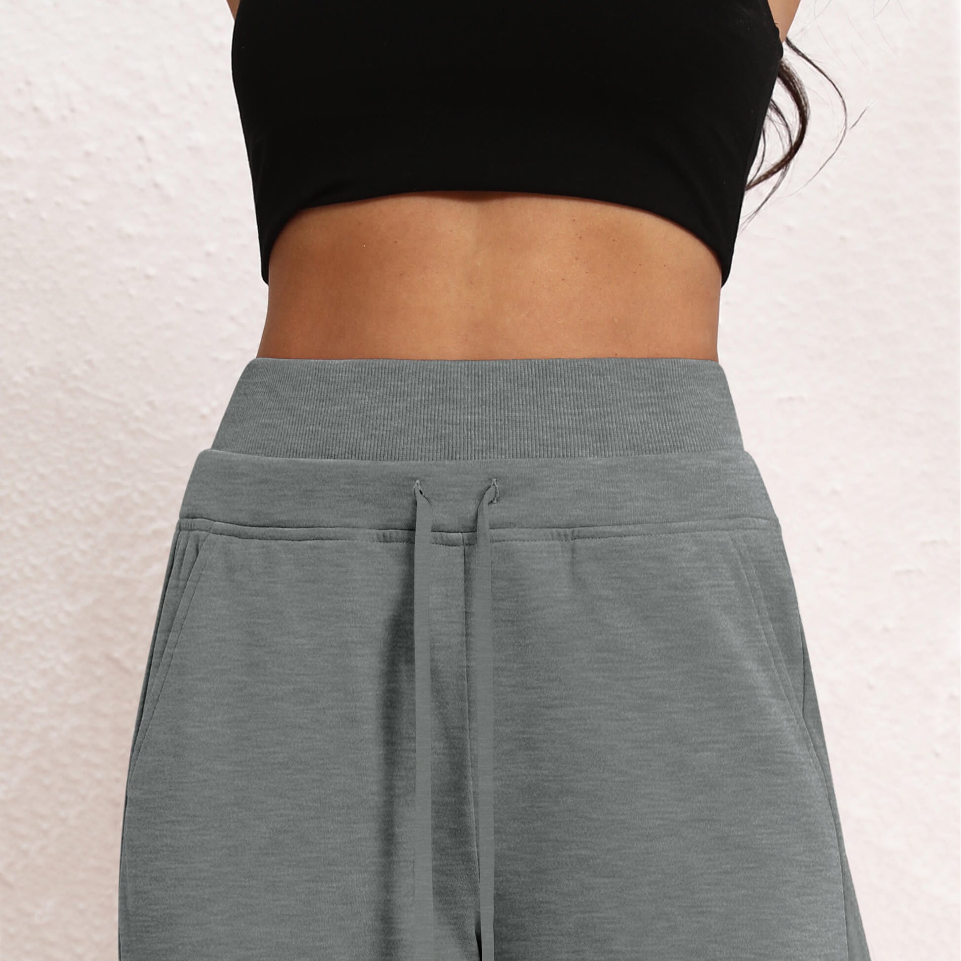 Women's Wide Leg Sweatpants Double Waisted Baggy Sweat Pants with Pockets