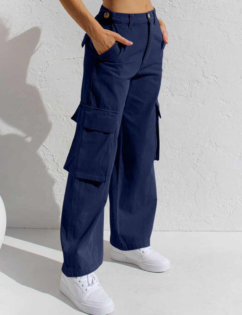 Women's Cargo Pants  High Waisted Wide Leg Jeans Streetwear with Pockets