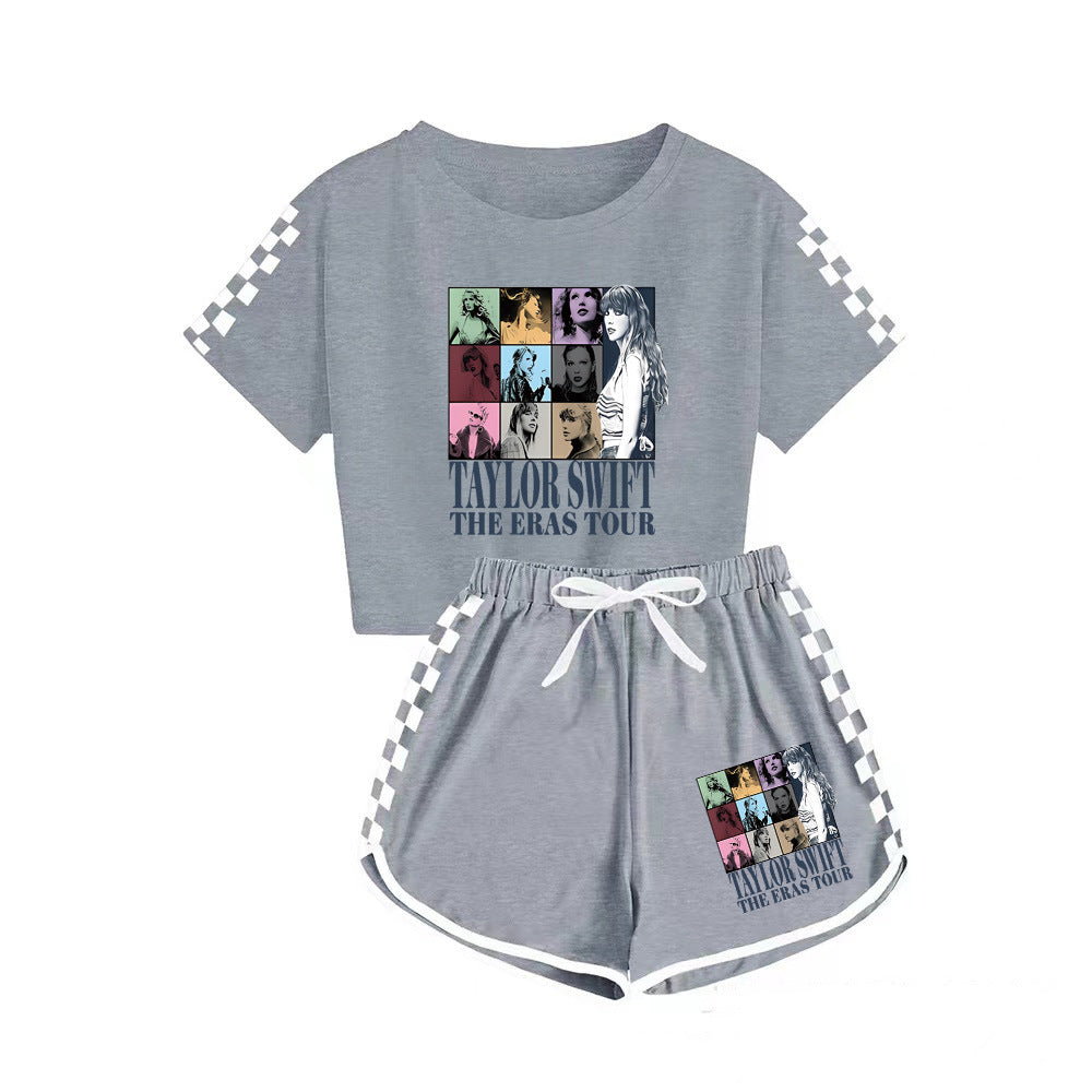 Girls' Clothing Sets Casual Taylor 2 Piece Short Sleeve T Shirt and Pant Sets