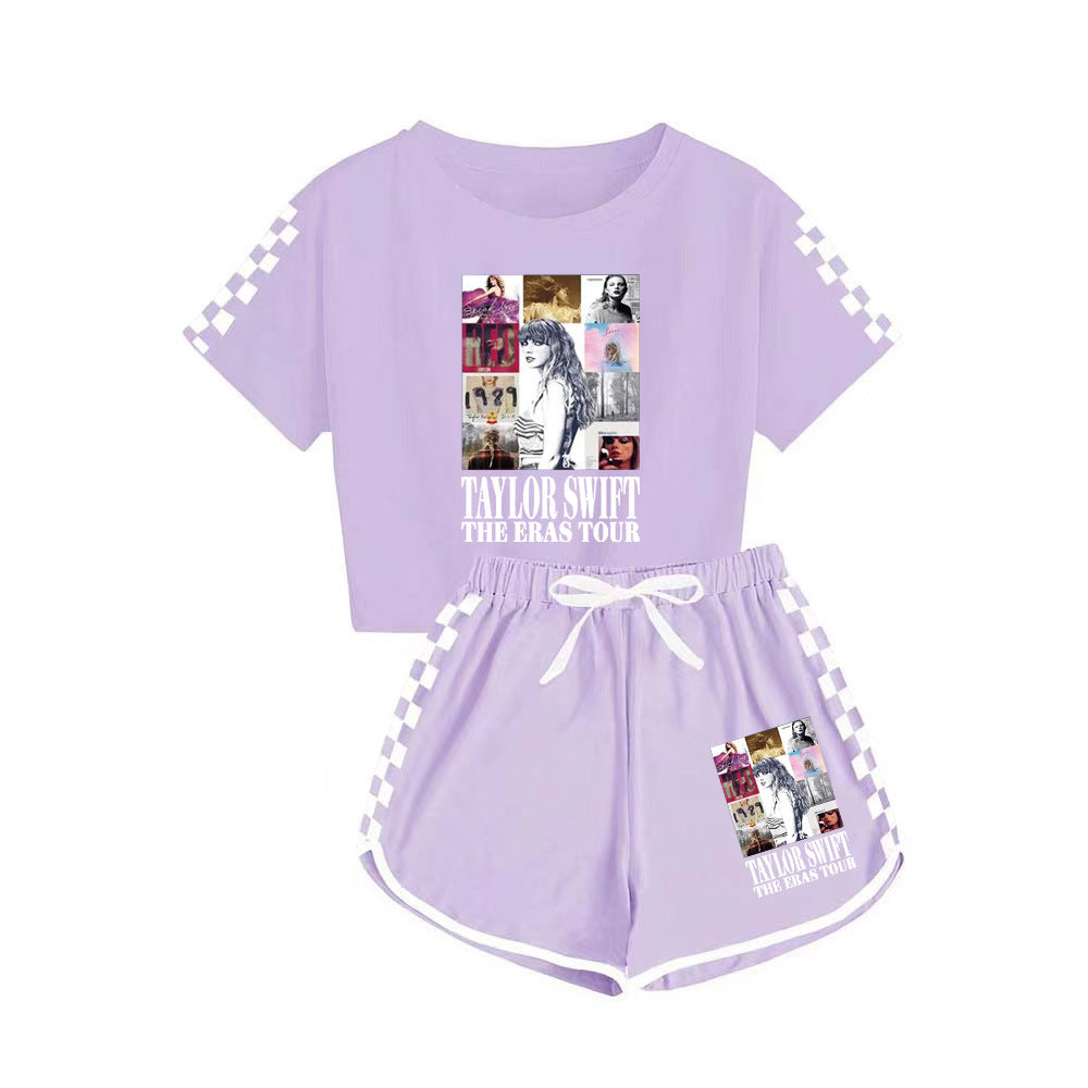 Girls' Clothing Sets Casual Taylor 2 Piece Short Sleeve T Shirt and Pant Sets