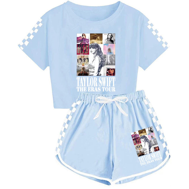 Girls' Clothing Sets Casual Taylor 2 Piece Short Sleeve T Shirt and Pant Sets