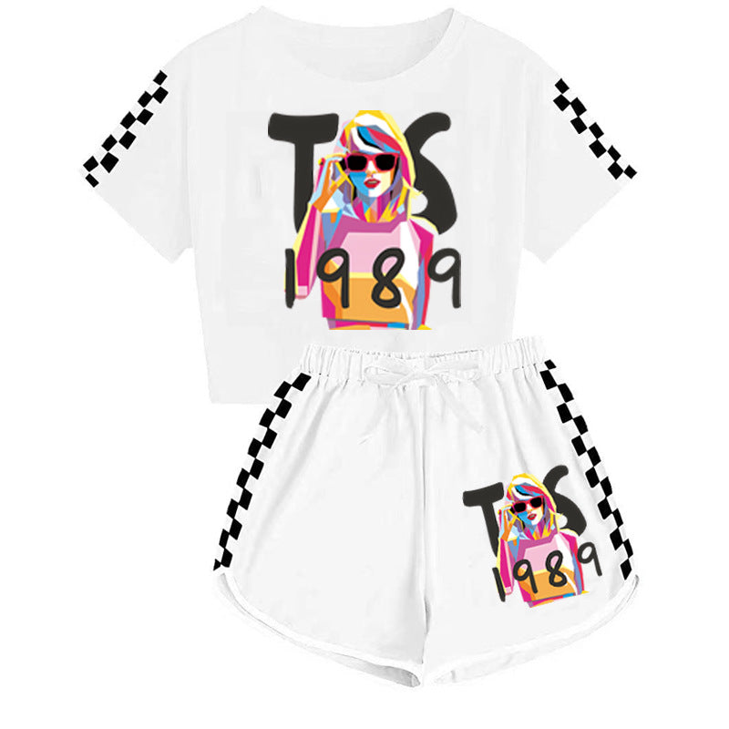 Girls' Clothing Sets Casual Taylor 2 Piece Short Sleeve T Shirt and Pant Sets