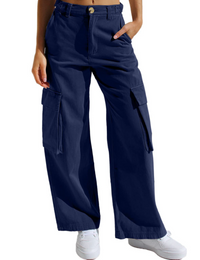 Women's Cargo Pants  High Waisted Wide Leg Jeans Streetwear with Pockets