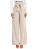 Wide Leg Pants for Women High Waisted Work Casual Flowy Tie Knot Trousers