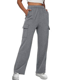 Women's Cargo Sweatpants Casual Baggy Fleece High Waisted Joggers Pants